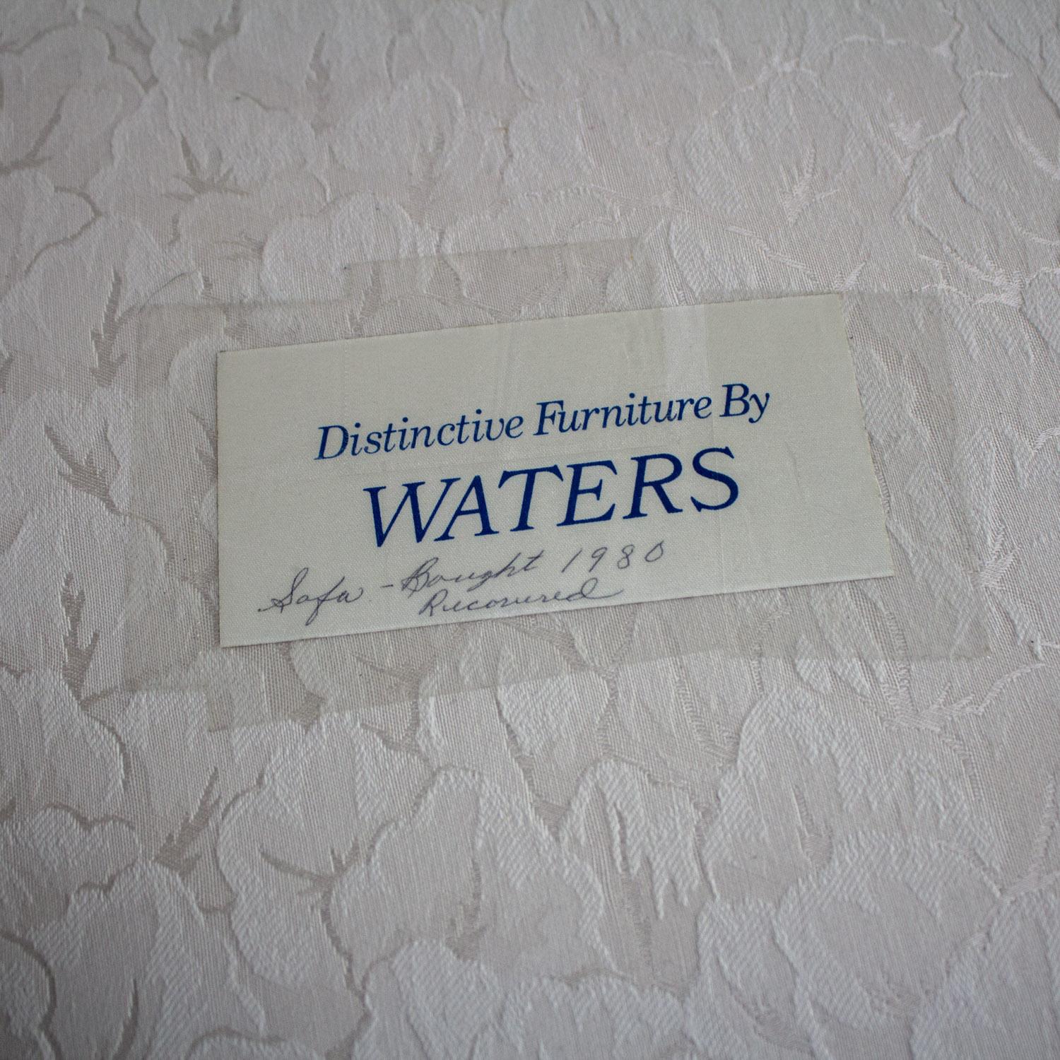 Late 20th Century Hollywood Regency Sofa w/Off White Brocade Fabric by Waters For Sale 2