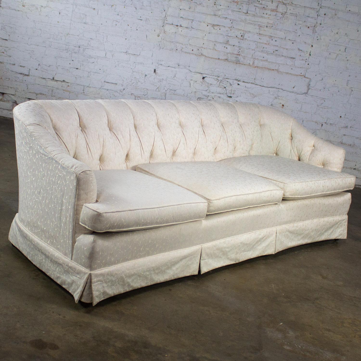 Late 20th Century Hollywood Regency Sofa w/Off White Brocade Fabric by Waters For Sale 5