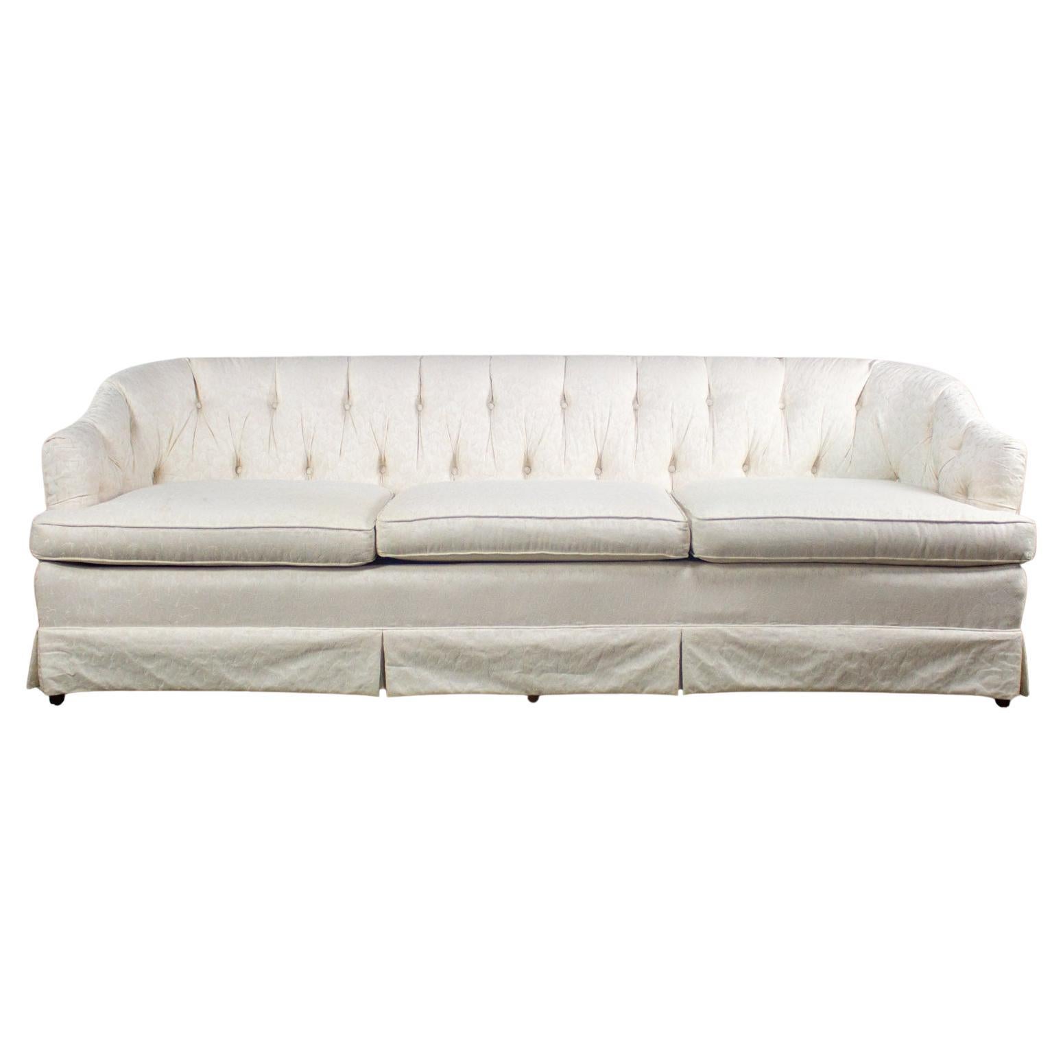 Late 20th Century Hollywood Regency Sofa w/Off White Brocade Fabric by Waters For Sale