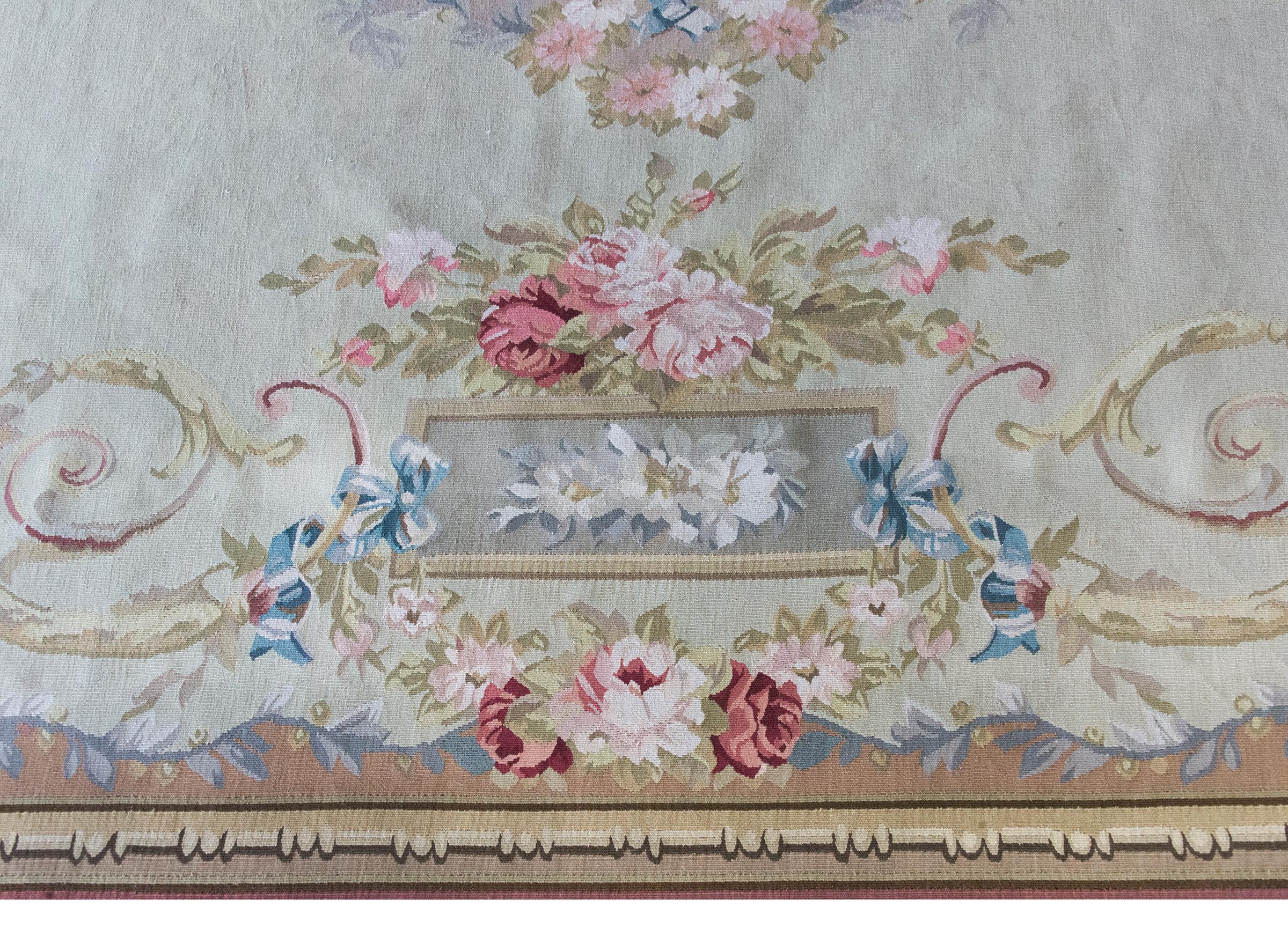 Indischer Aubusson-Teppich des späten 20. Jahrhunderts im Zustand „Gut“ im Angebot in Chicago, IL