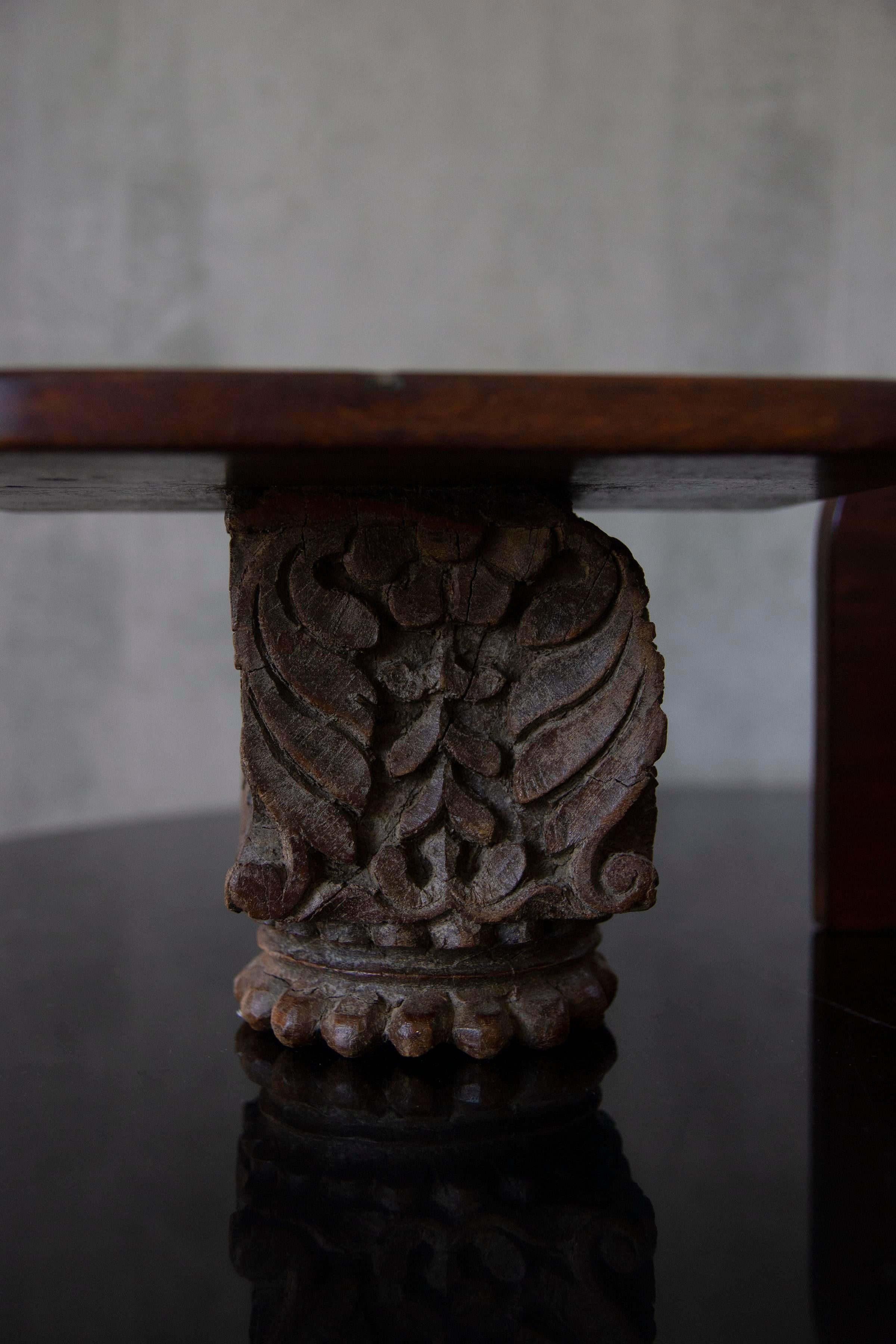 Anglo-Indian Late 20th Century Indian Hand-Carved Wood Wall Shelf, a Pair For Sale