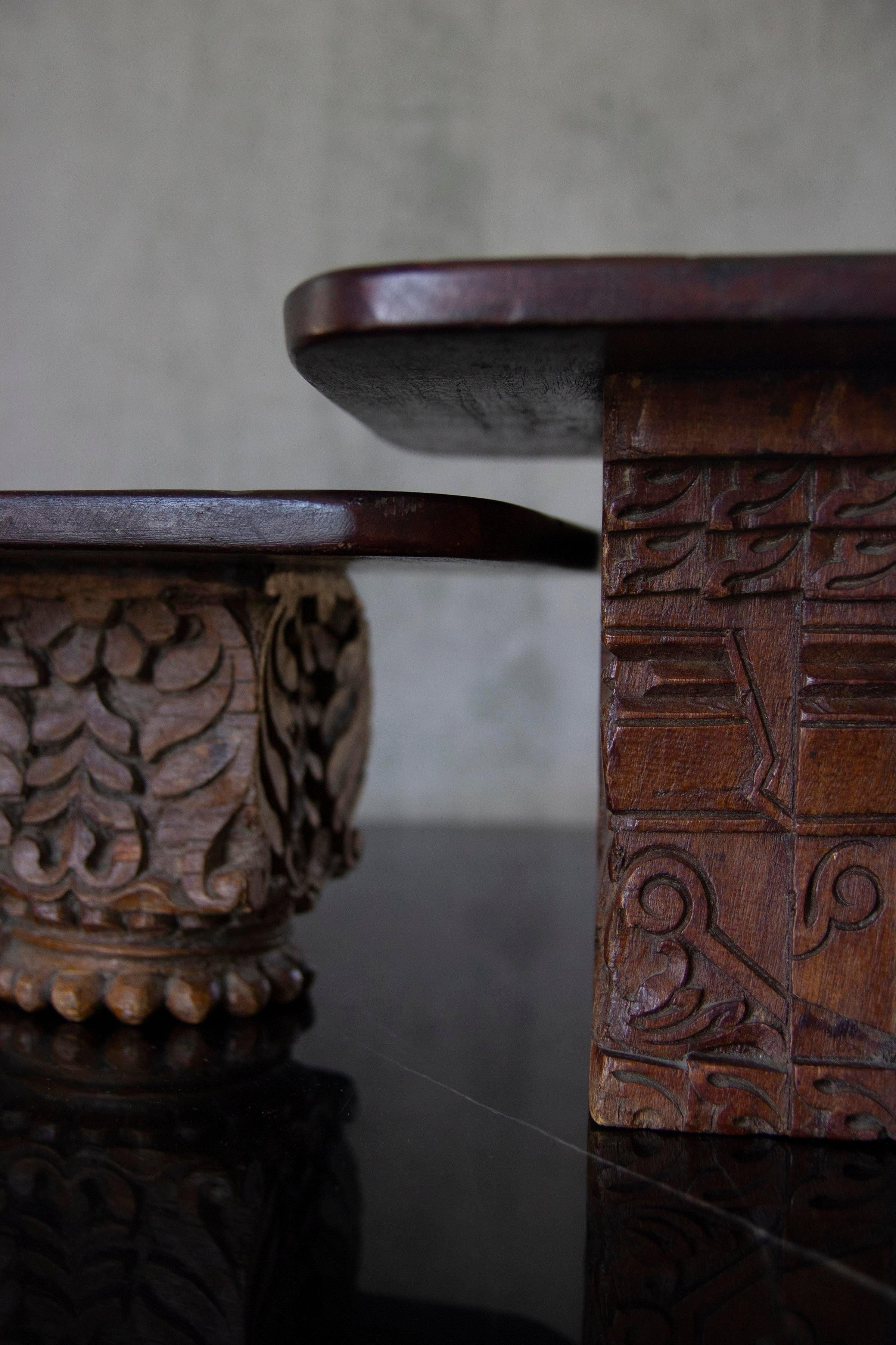 Late 20th Century Indian Hand-Carved Wood Wall Shelf, a Pair For Sale 2