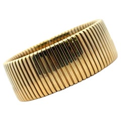 Bracciale italiano della fine del XX secolo in oro giallo 18 carati, largo e flessibile, Tubegas