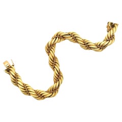Late 20th Century Italian 18 Karat Yellow Gold Wide Rope Vintage Bracelet