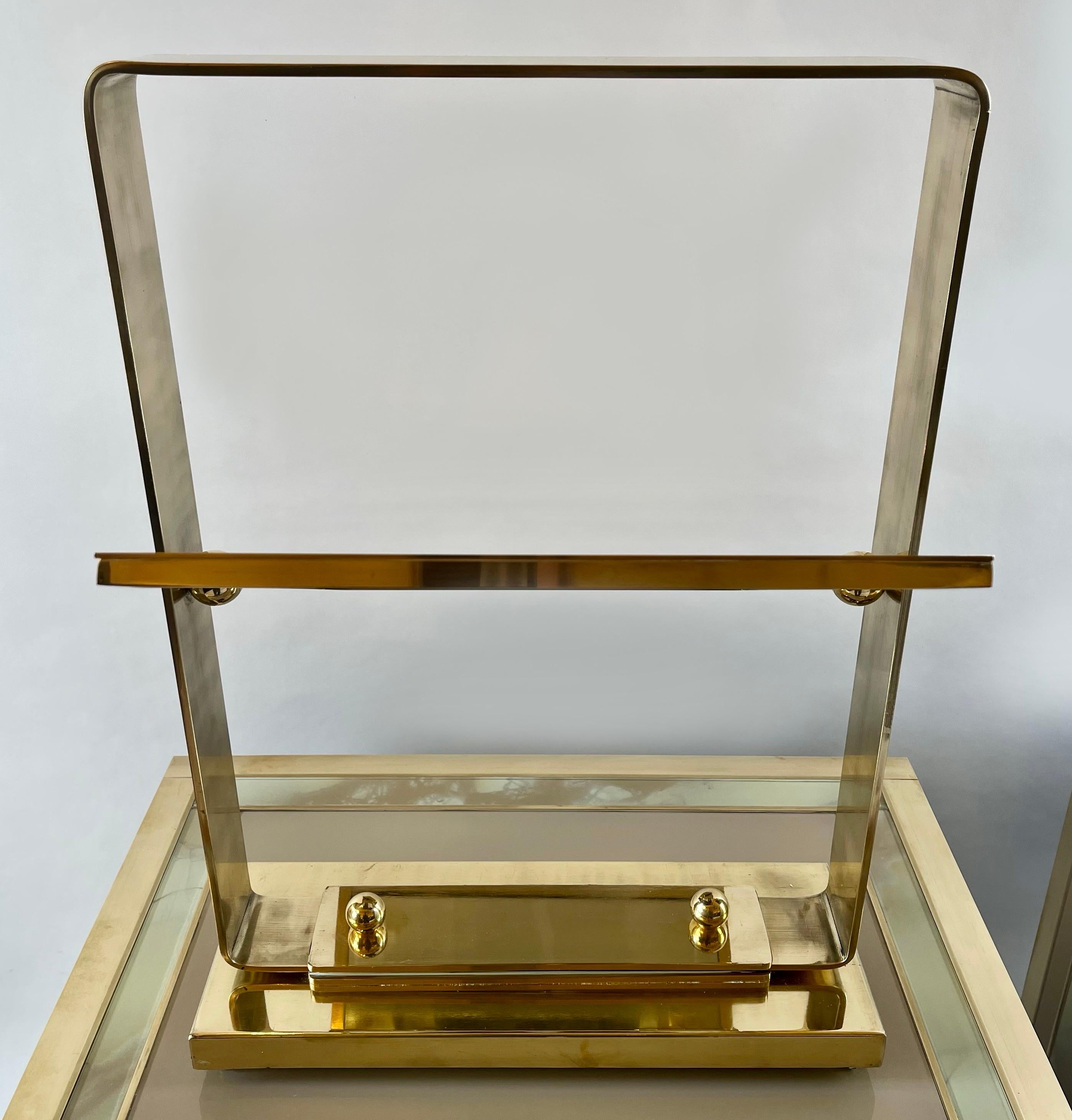 Late 20th Century Italian Brass Double Sided Table Mirror For Sale 3