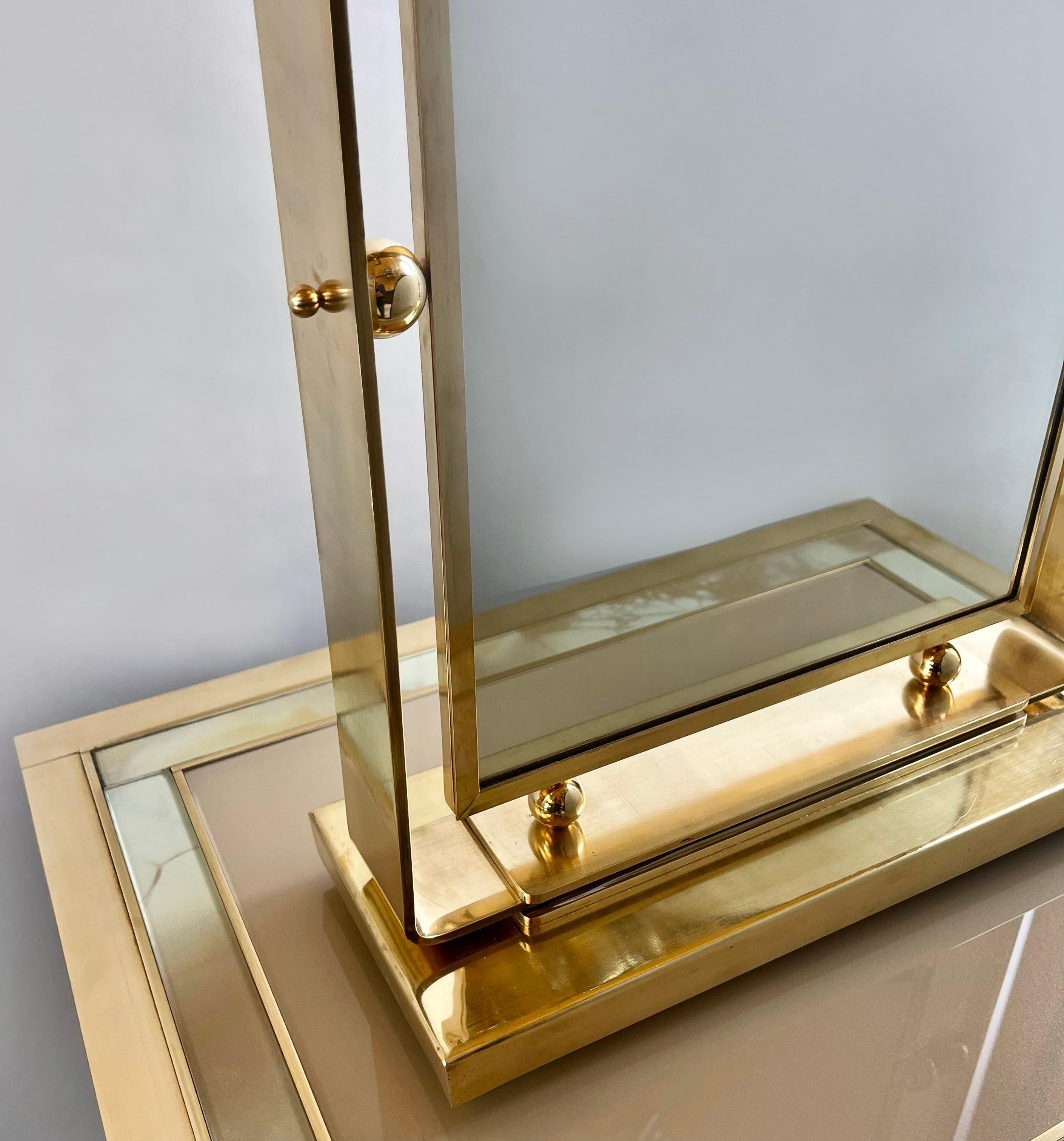Late 20th Century Italian Brass Double Sided Table Mirror For Sale 4