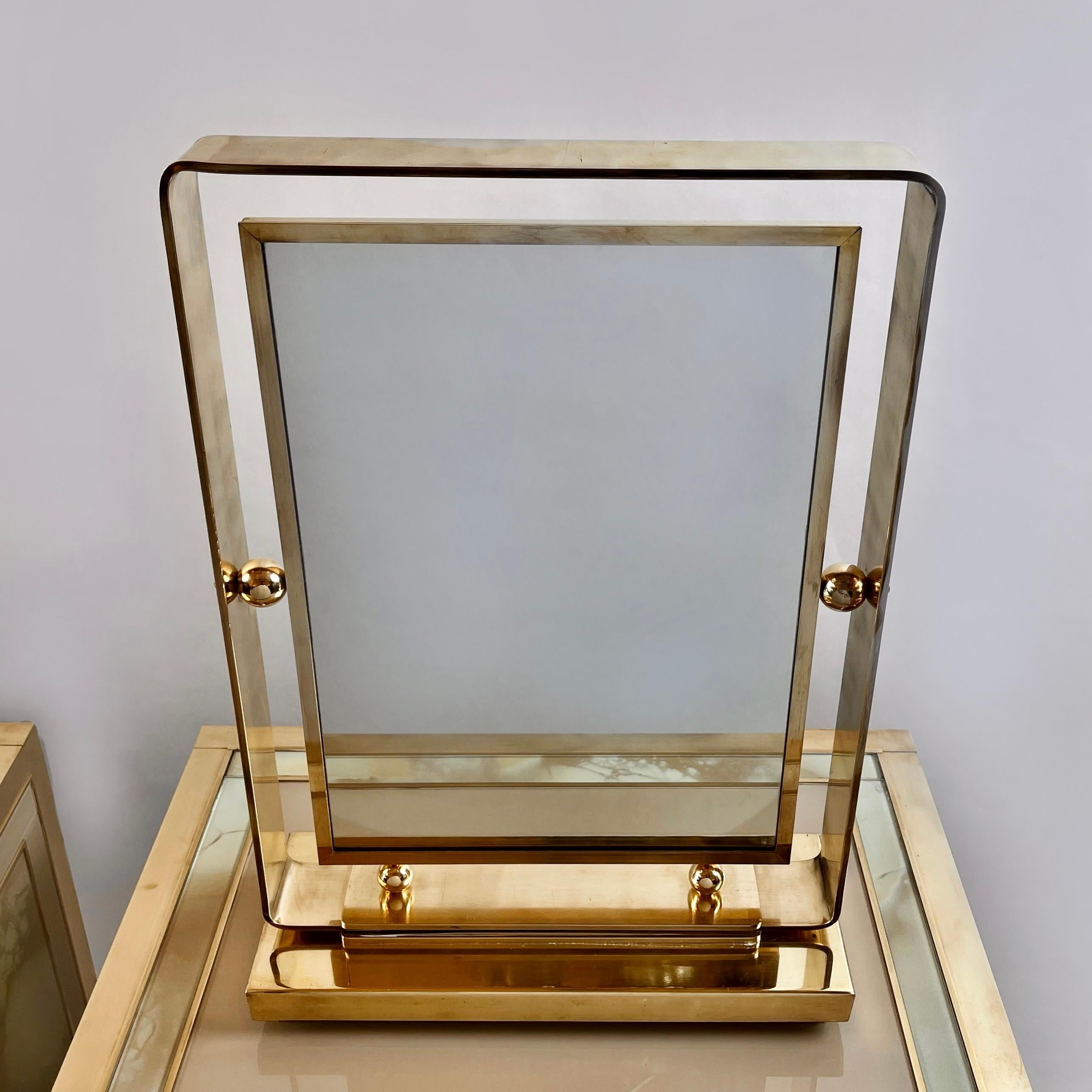Late 20th Century Italian Brass Double Sided Table Mirror For Sale 5