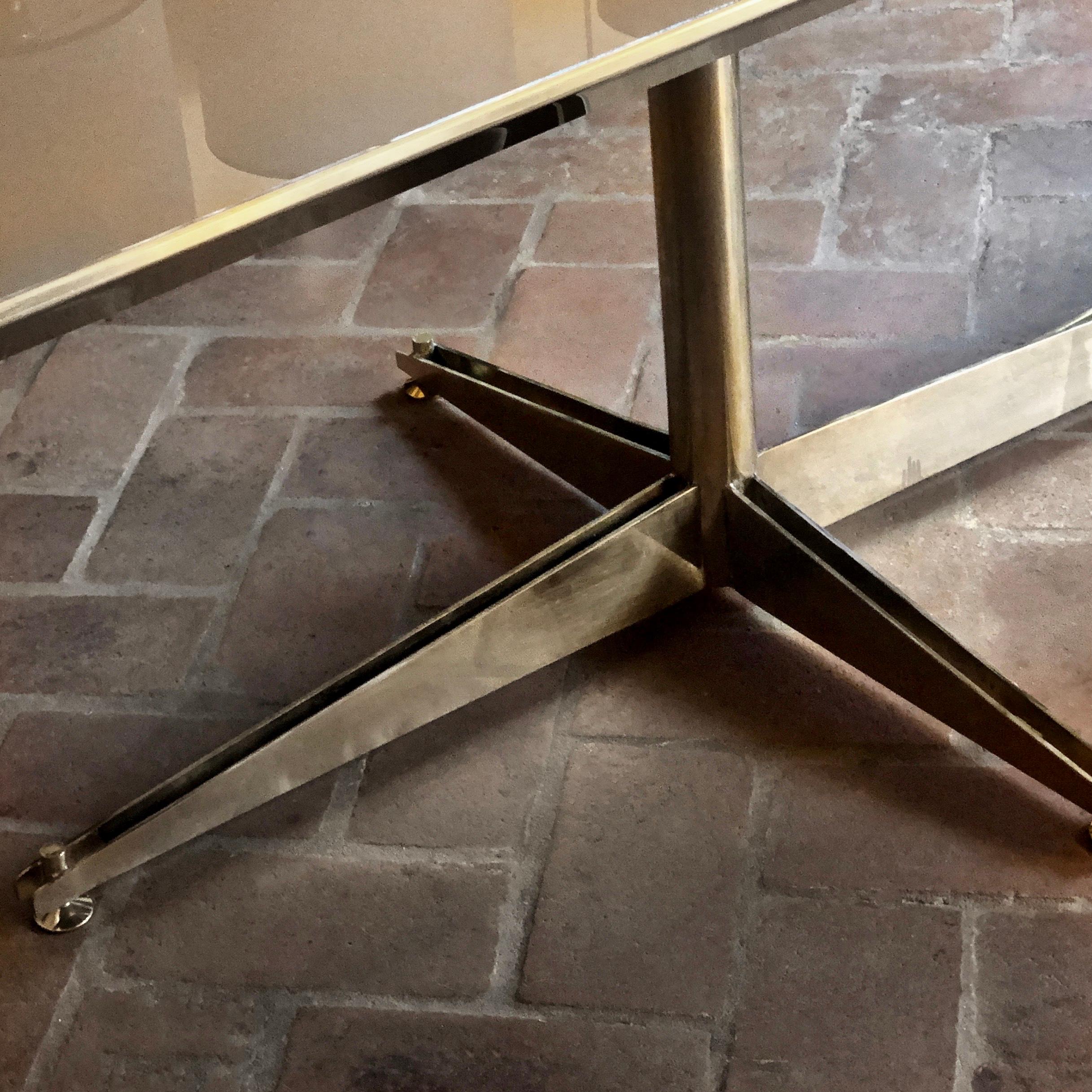 Late 20th Century Italian Brass and Transparent Glass Rectangular Dining Table 2