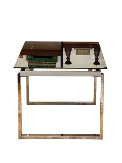 Late 20th Century Italian Design Chrome & Smoked Glass Extending Dining Table