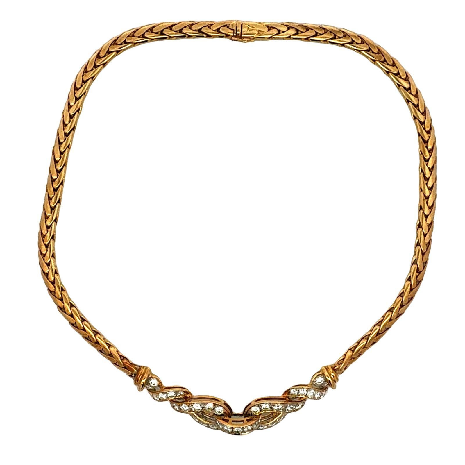 Halskette mit italienischem Diamanten aus 18 Karat Gelbgold aus dem späten 20. Jahrhundert (Zeitgenössisch) im Angebot