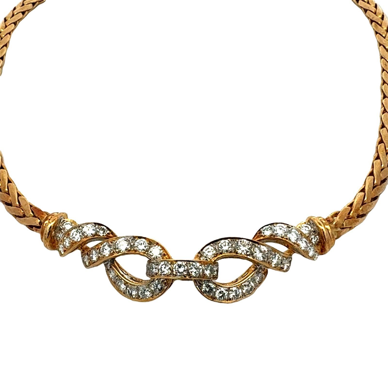 Halskette mit italienischem Diamanten aus 18 Karat Gelbgold aus dem späten 20. Jahrhundert im Zustand „Hervorragend“ im Angebot in Boca Raton, FL