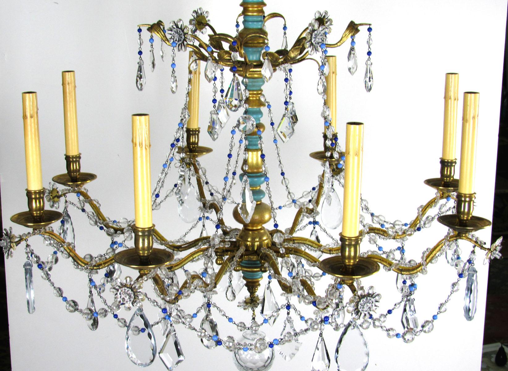 Late 20th Century Italian Eight-Light Chandelier In Excellent Condition For Sale In Dallas, TX