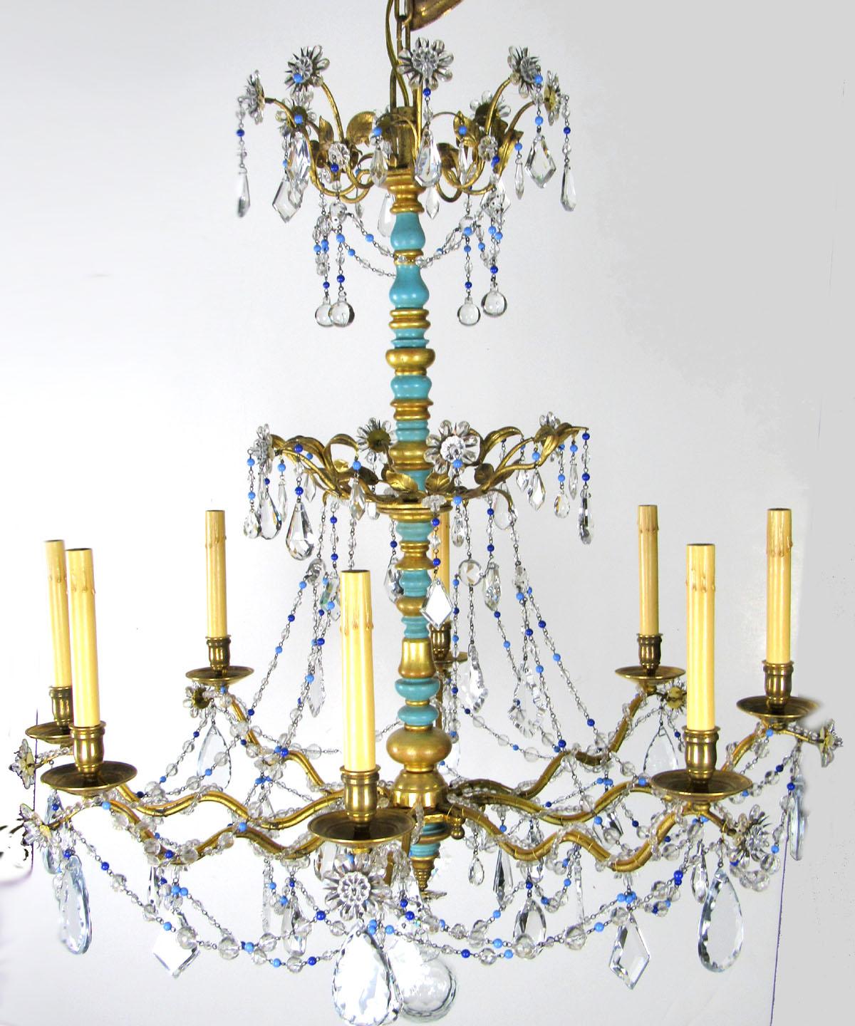 Late 20th Century Italian Eight-Light Chandelier For Sale 4