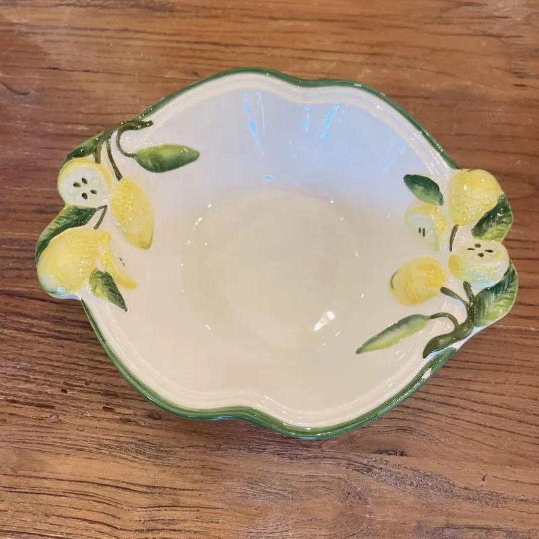 Rustic Late 20th Century Italian Lemon Bowl Vintage - Marked Italy For Sale