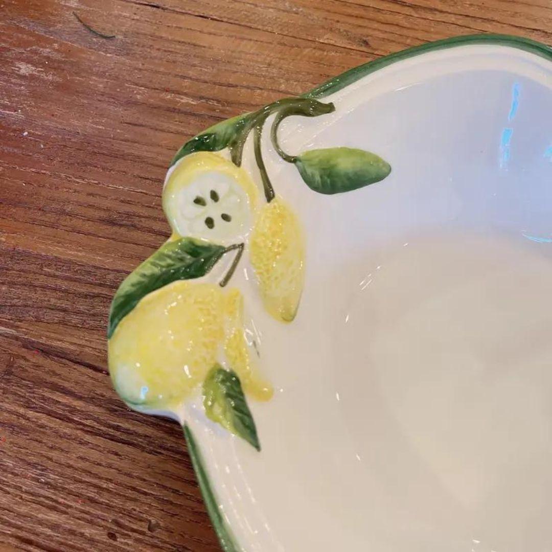 Late 20th Century Italian Lemon Bowl Vintage - Marked Italy In Good Condition For Sale In Cookeville, TN