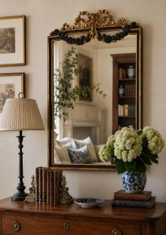 Late 20th Century Italian Neoclassical Giltwood Mirror with Carved Floral Swags