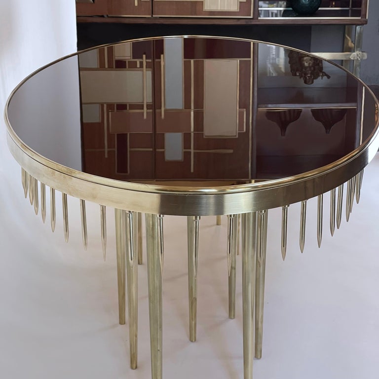 Late 20th Century Italian Oval Coffee Table w/ Brown Glass Top and