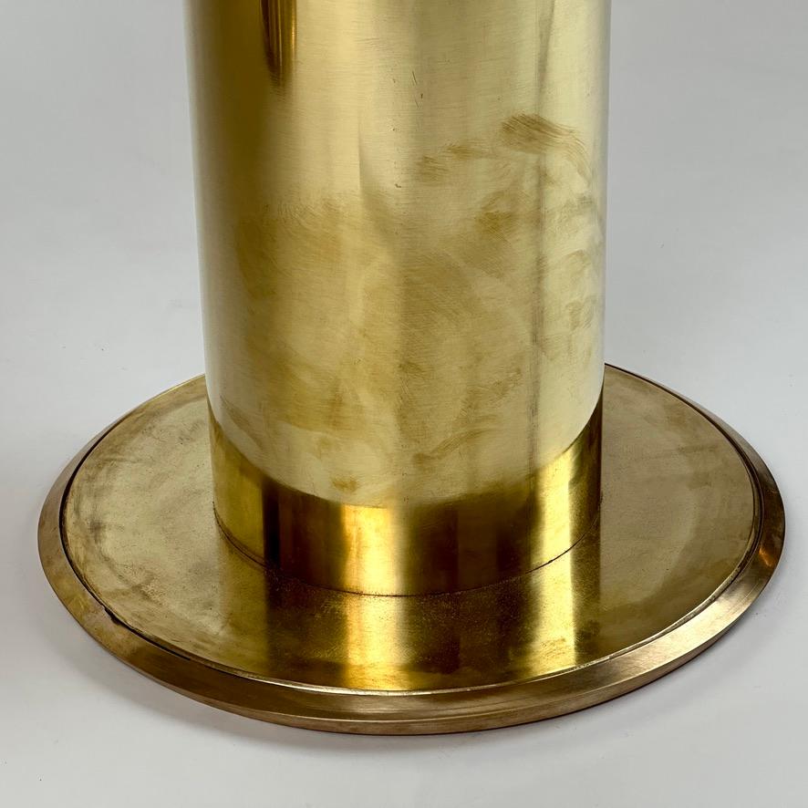 Late 20th Century Italian Pair of Round Brass & Silver Mirror Side Tables For Sale 3