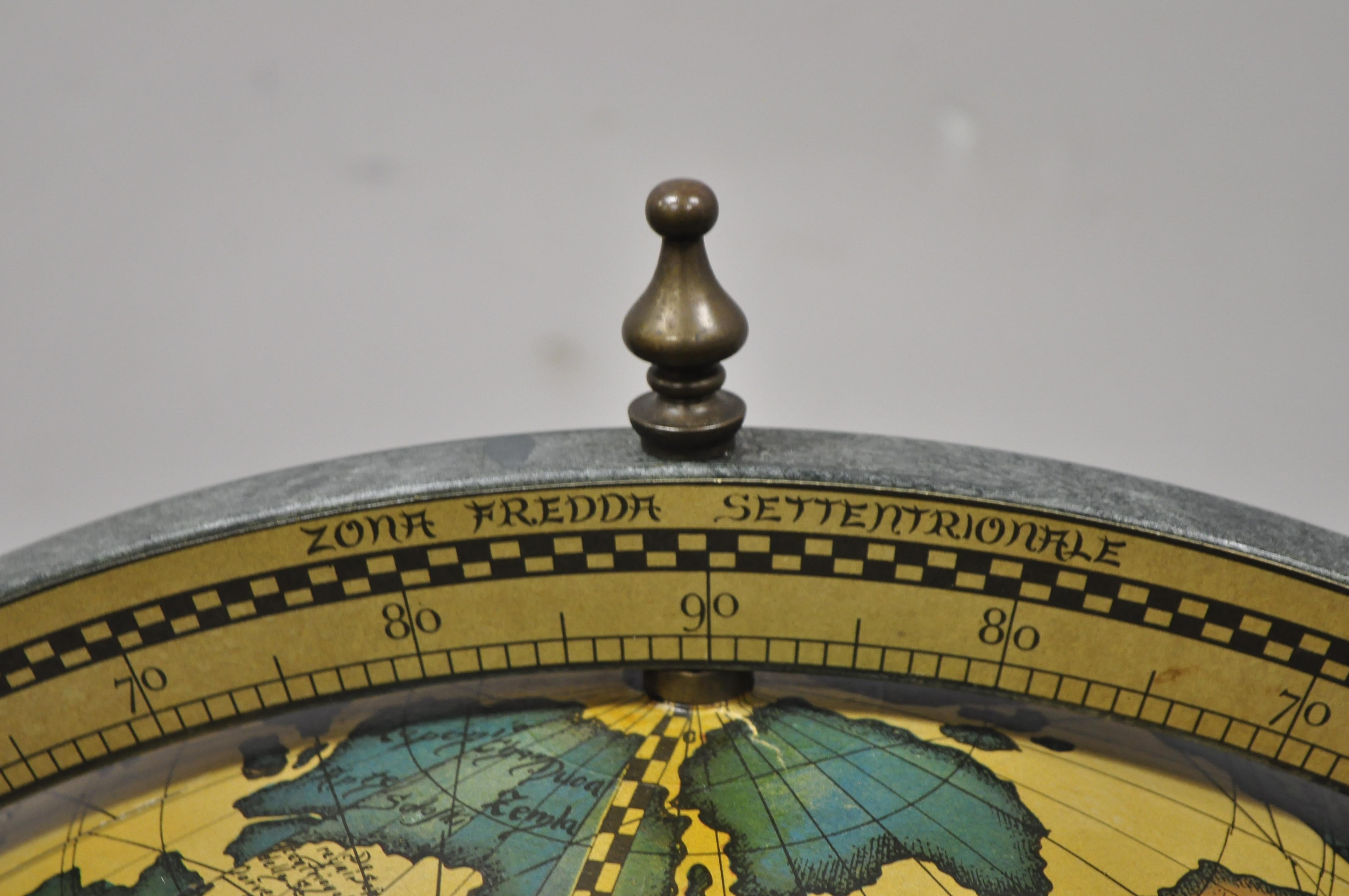 Late 20th Century Italian Renaissance Revolving Large Globe Liquor Bar Cart 5