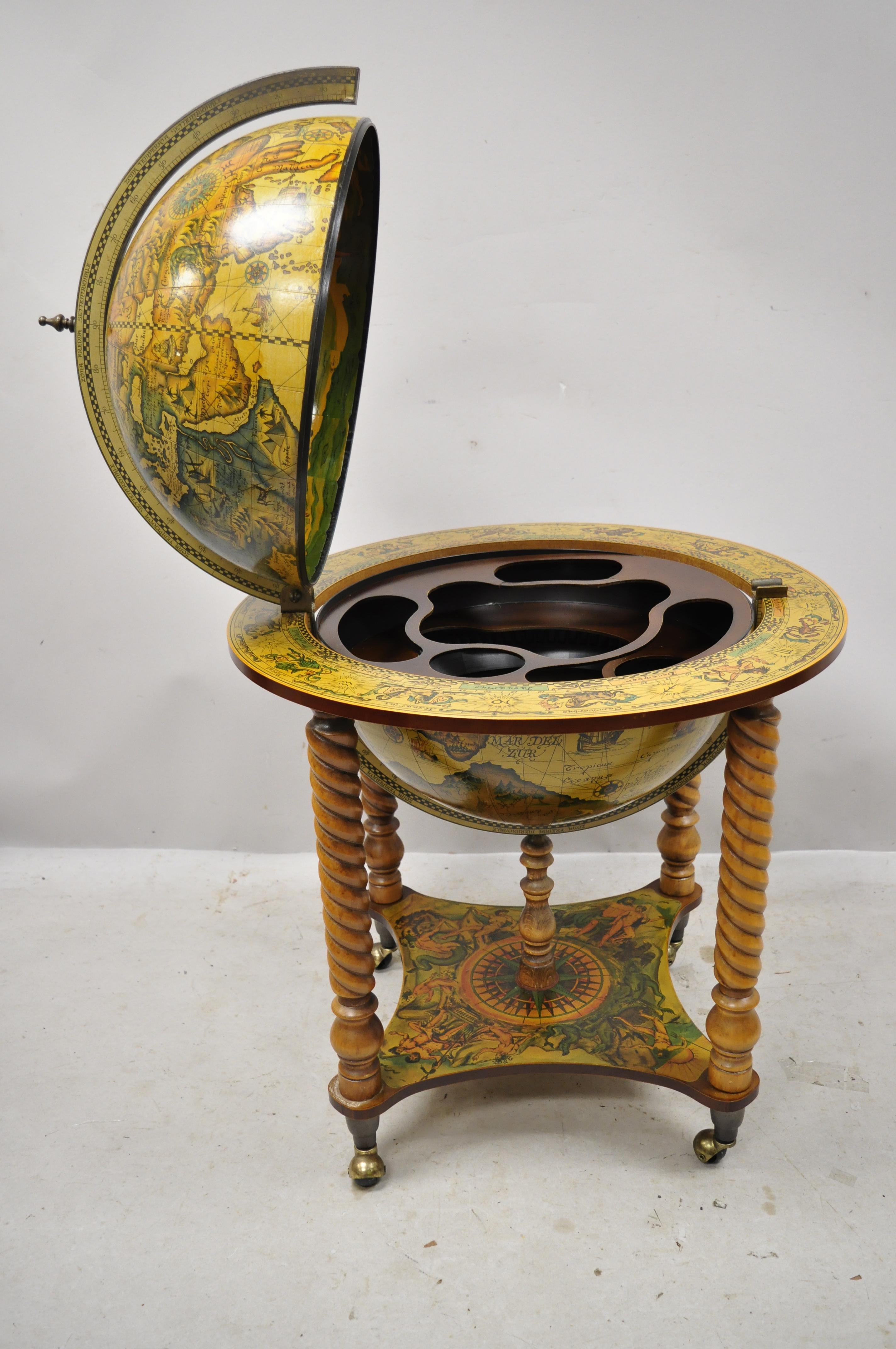 antique globe bar cart