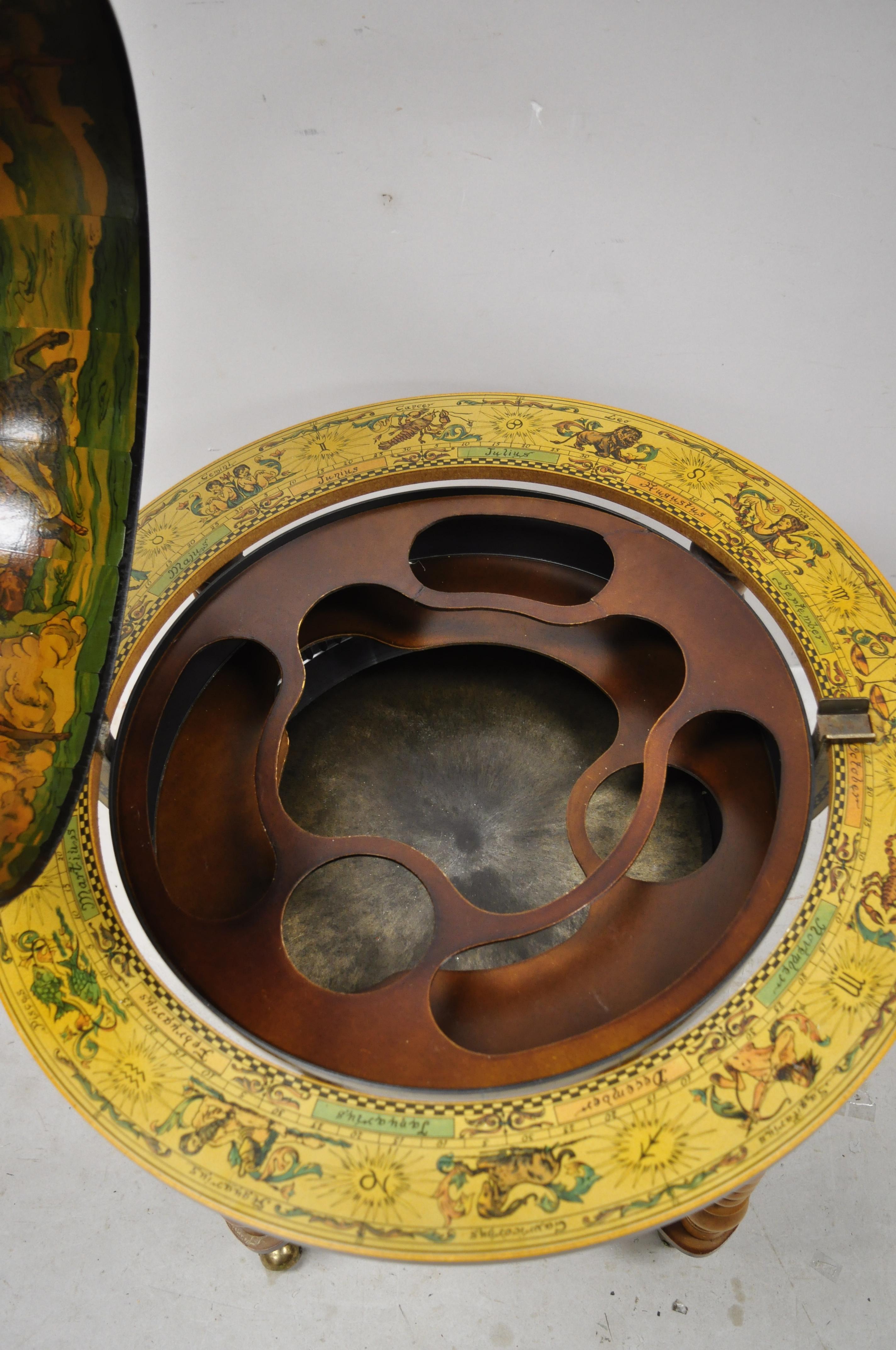 Fiberglass Late 20th Century Italian Renaissance Revolving Large Globe Liquor Bar Cart