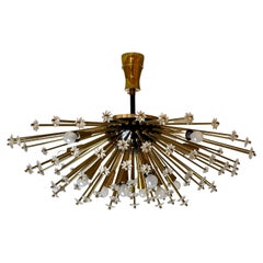 Late 20th Century Italian Space Age Black Brass 
Glass Sputnik Flush Mount