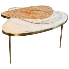 Late 20th Century Italian Space Age Marble and Brass Coffee Table