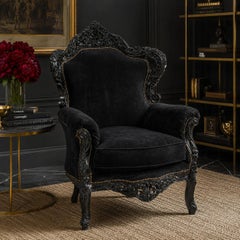 Late 20th Century Italian Style Baroque Revival Armchair with Nail-head Trim