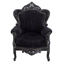 Late 20th Century Italian Style Baroque Revival Armchair with Nail-head Trim