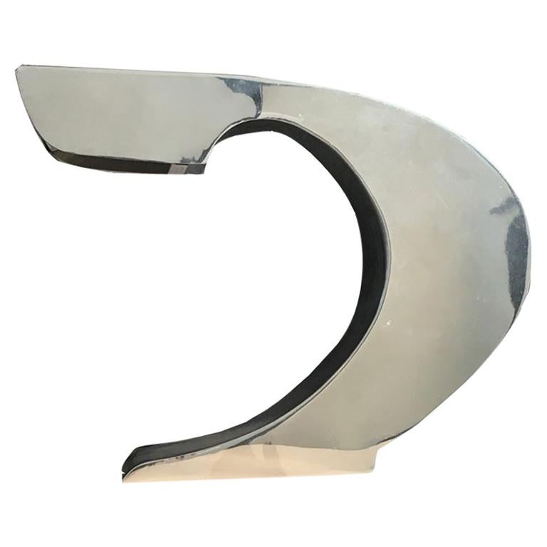 Post-Modern Italian Design Steel Chrome Abstract Table Lamp For Sale