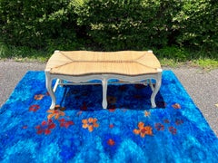 Late 20th Century Italian White Rush Seat Bench