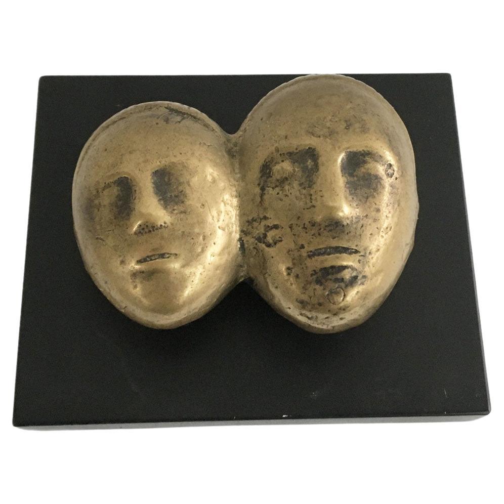Late 20th Century Italy Bronze Abstract Sculpture by Eli Riva Sole Luna Sun Moon For Sale