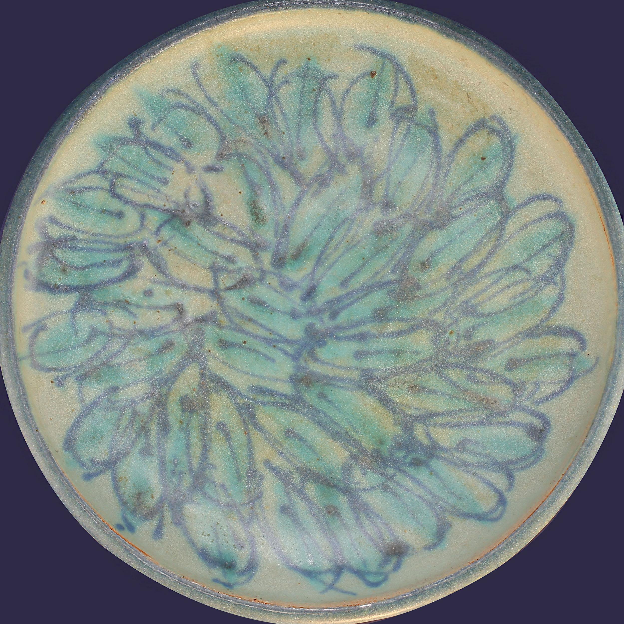 Ceramic Late 20th Century J T Abernathy Iconic Blue Glaze Plate For Sale