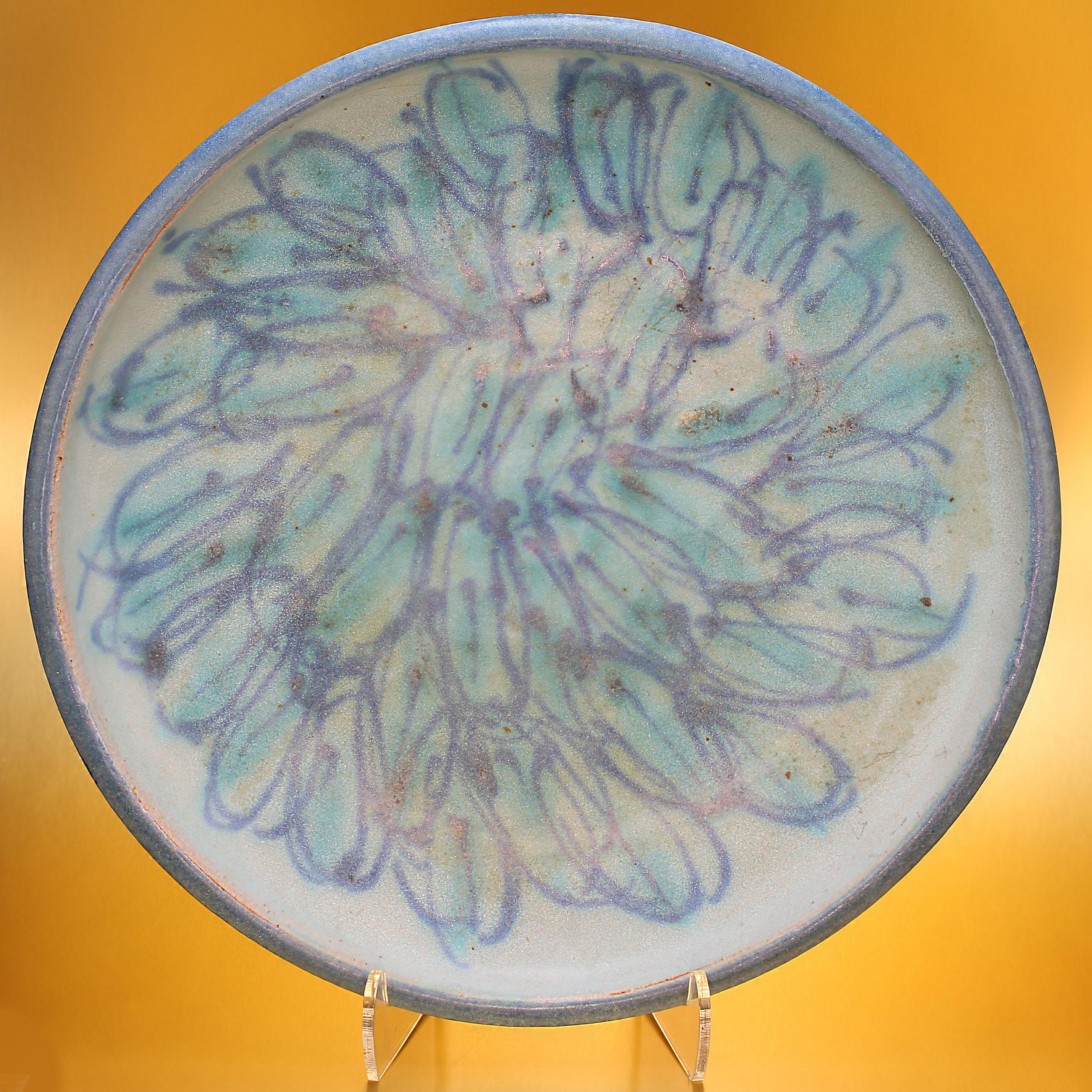 Late 20th Century J T Abernathy Iconic Blue Glaze Plate For Sale 2