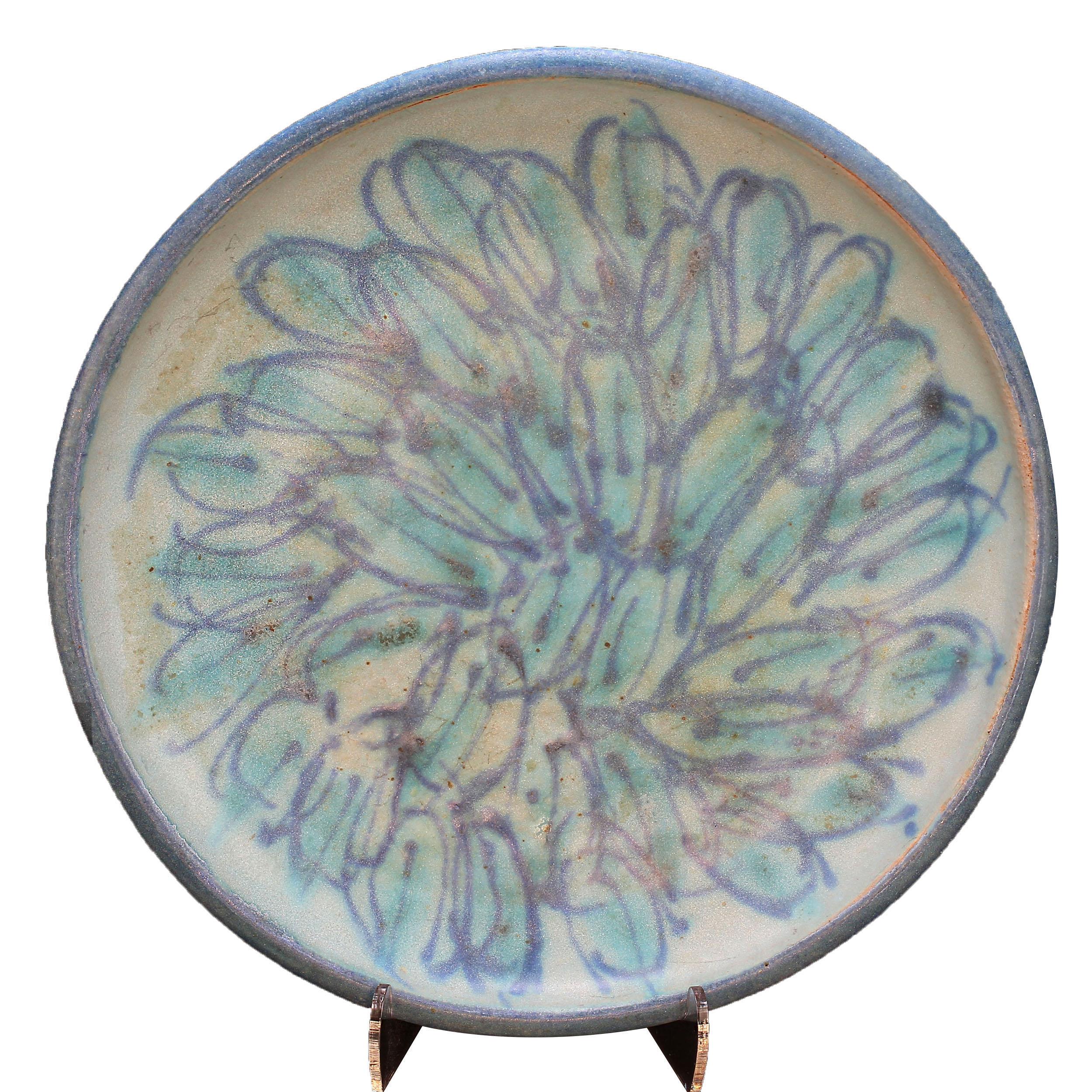 Late 20th Century J T Abernathy Iconic Blue Glaze Plate For Sale 3