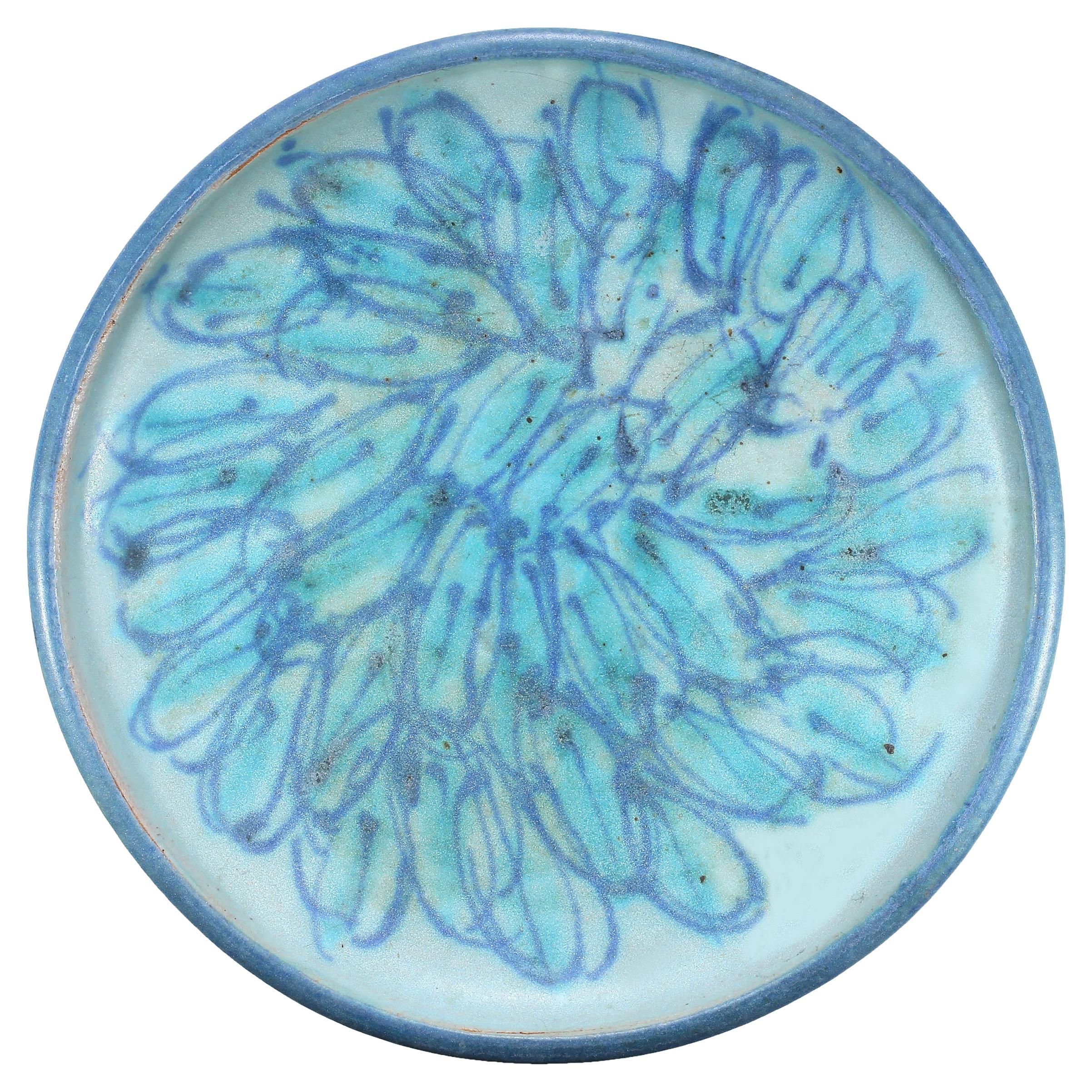 Late 20th Century J T Abernathy Iconic Blue Glaze Plate