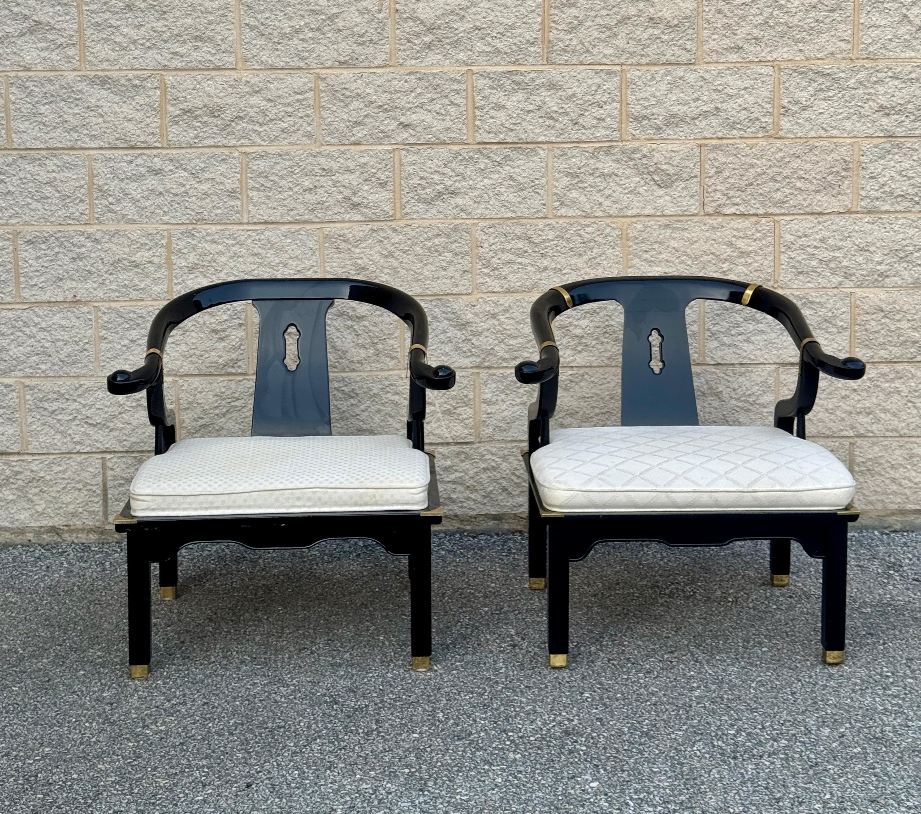 Late 20th Century James Mont for Century Ming Style Horseshoe Chairs - A Pair For Sale 7