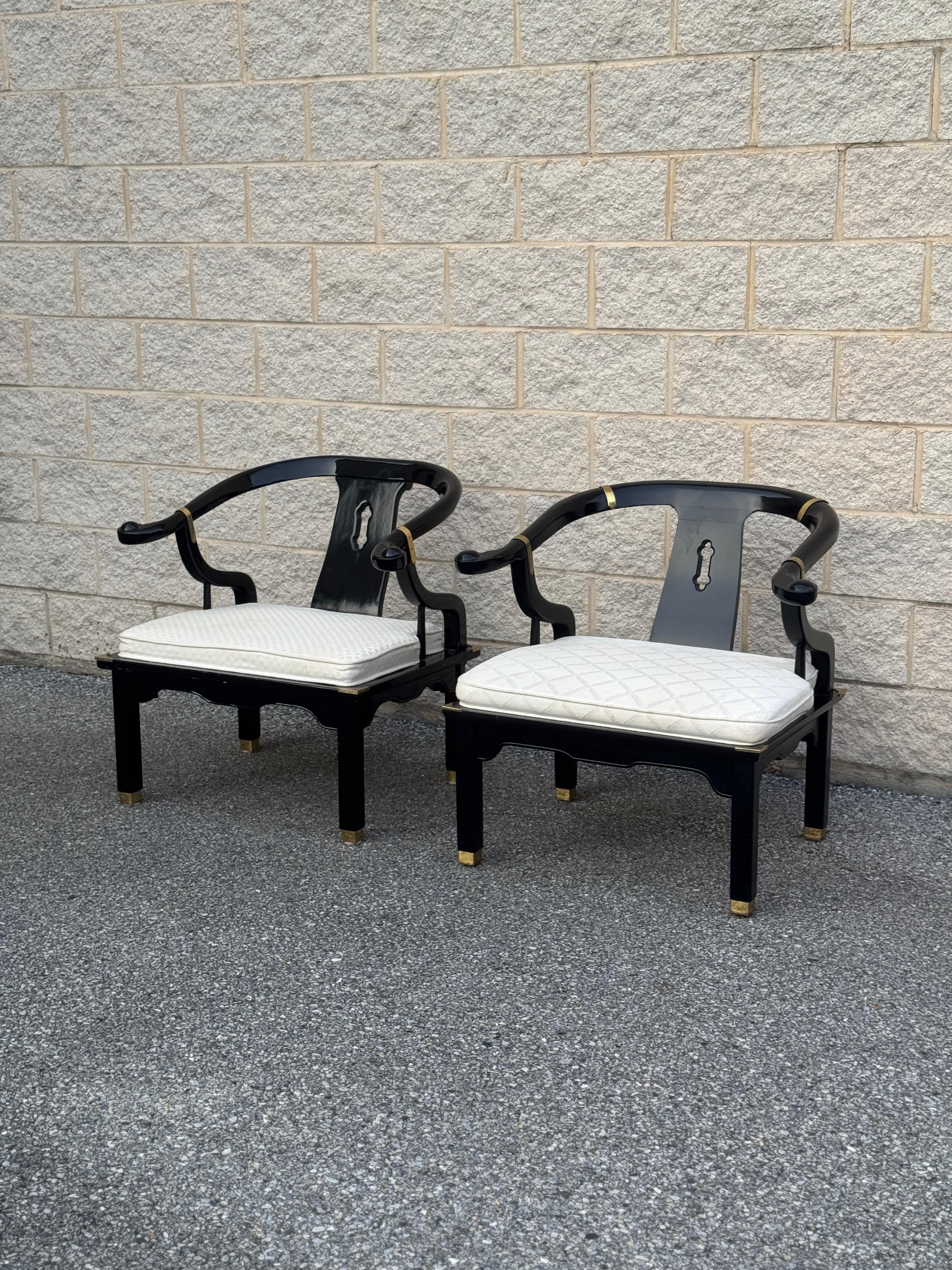 Late 20th Century James Mont for Century Ming Style Horseshoe Chairs - A Pair For Sale 8