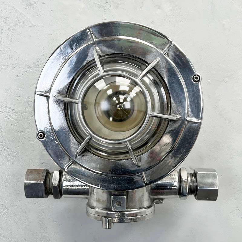Cast Late 20th Century Japanese Aluminium Flame Proof Ceiling/Wall Light Glass Dome For Sale