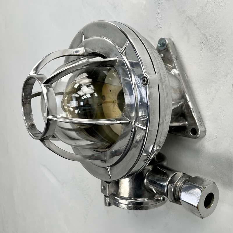 Late 20th Century Japanese Aluminium Flame Proof Ceiling/Wall Light Glass Dome For Sale 1