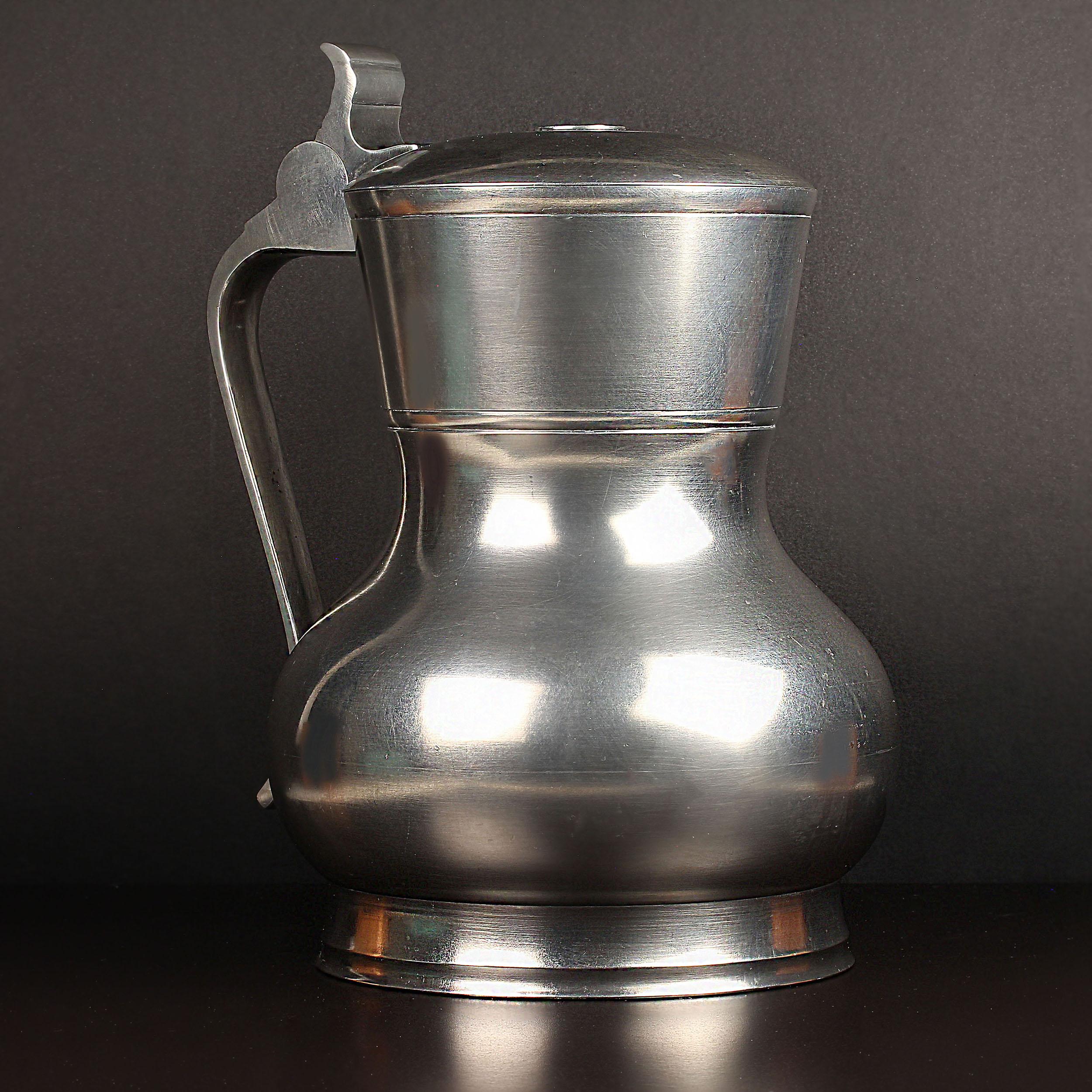 Brazilian Late 20th Century John Somers Pewter Pitcher With Lid For Sale