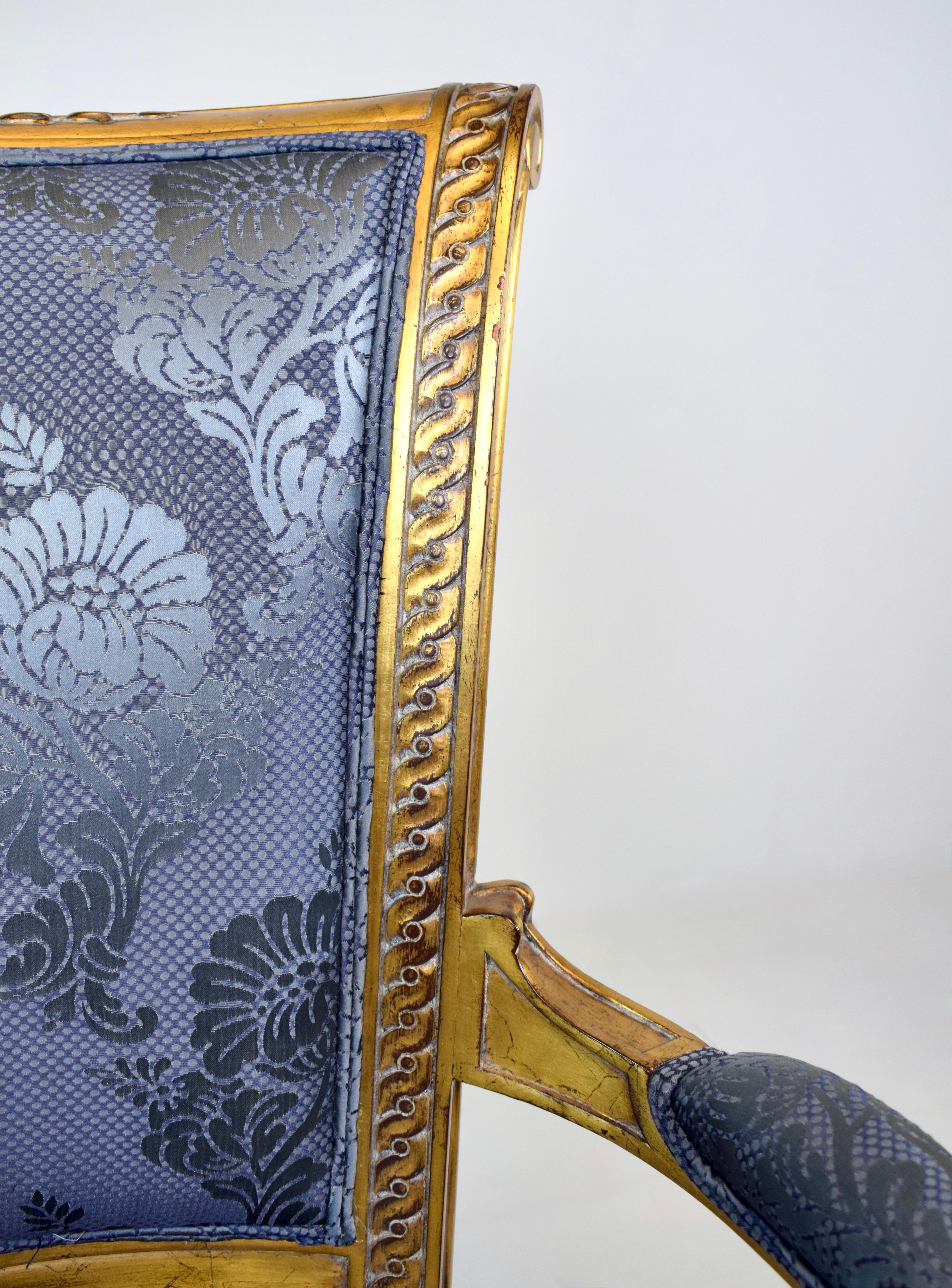 Silla Fauteuil Dorada Estilo Luis XVI Francés Karges Finales Siglo XX en venta 6