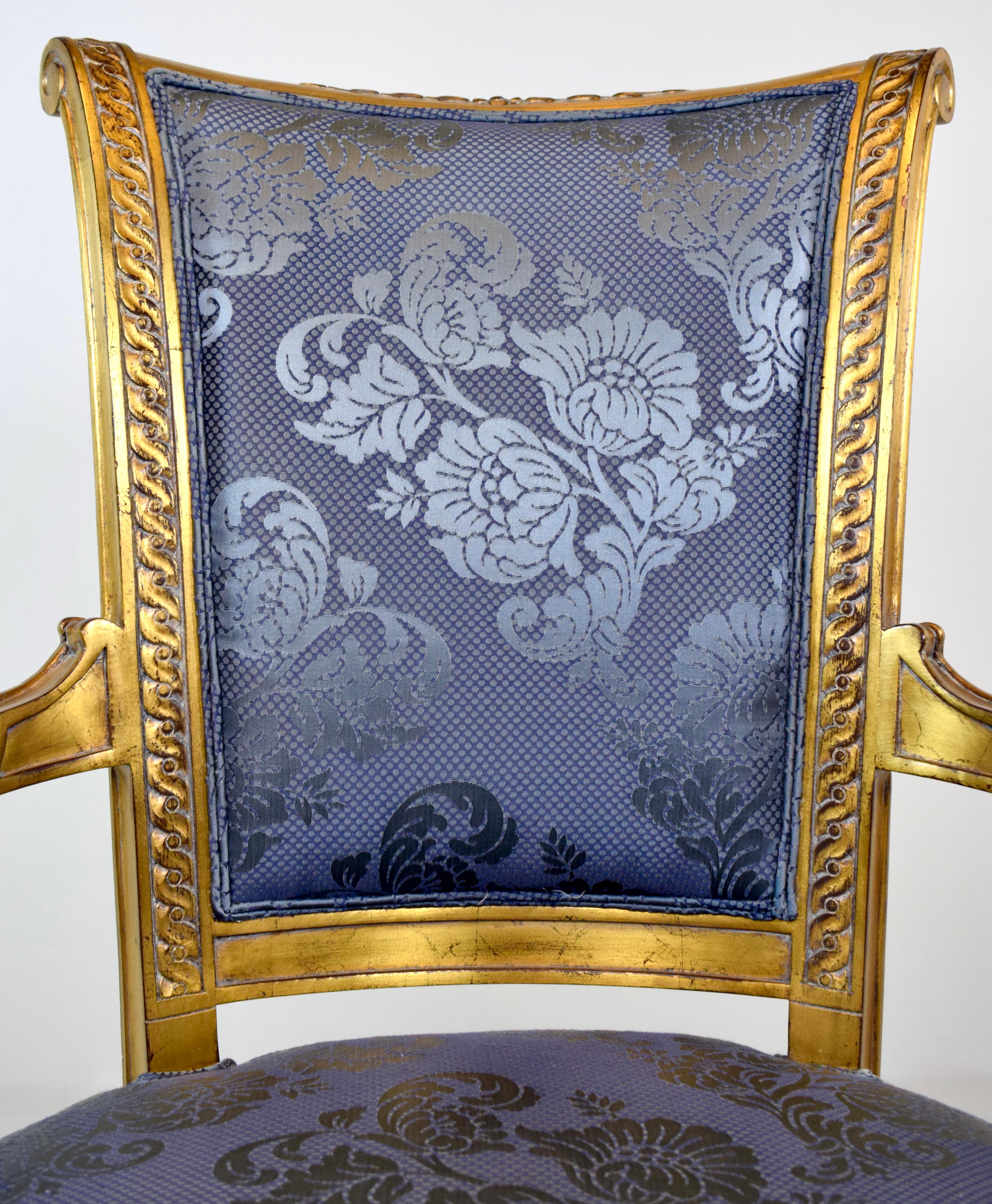 Silla Fauteuil Dorada Estilo Luis XVI Francés Karges Finales Siglo XX en venta 7