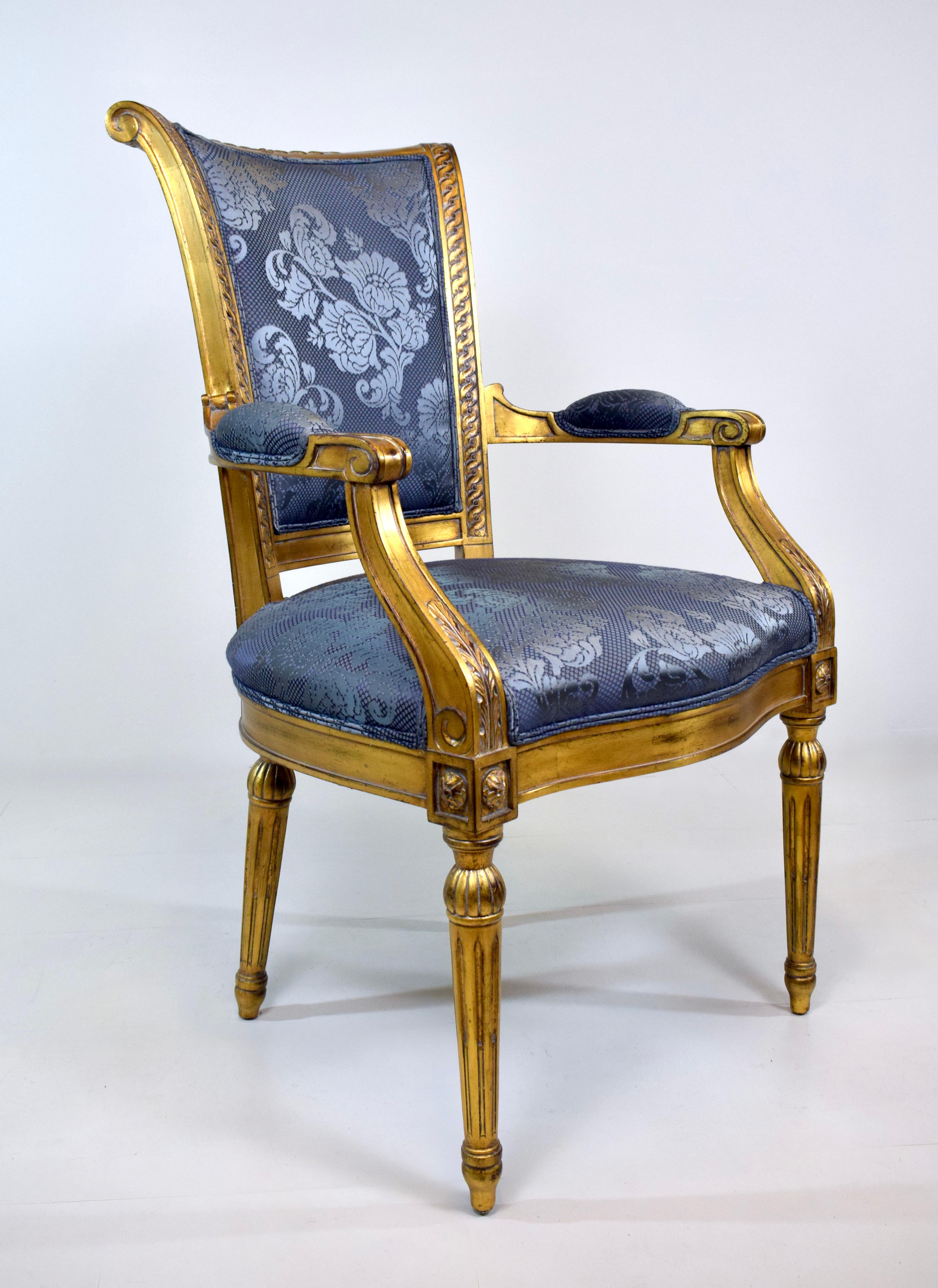 Silla Fauteuil Dorada Estilo Luis XVI Francés Karges Finales Siglo XX Estadounidense en venta