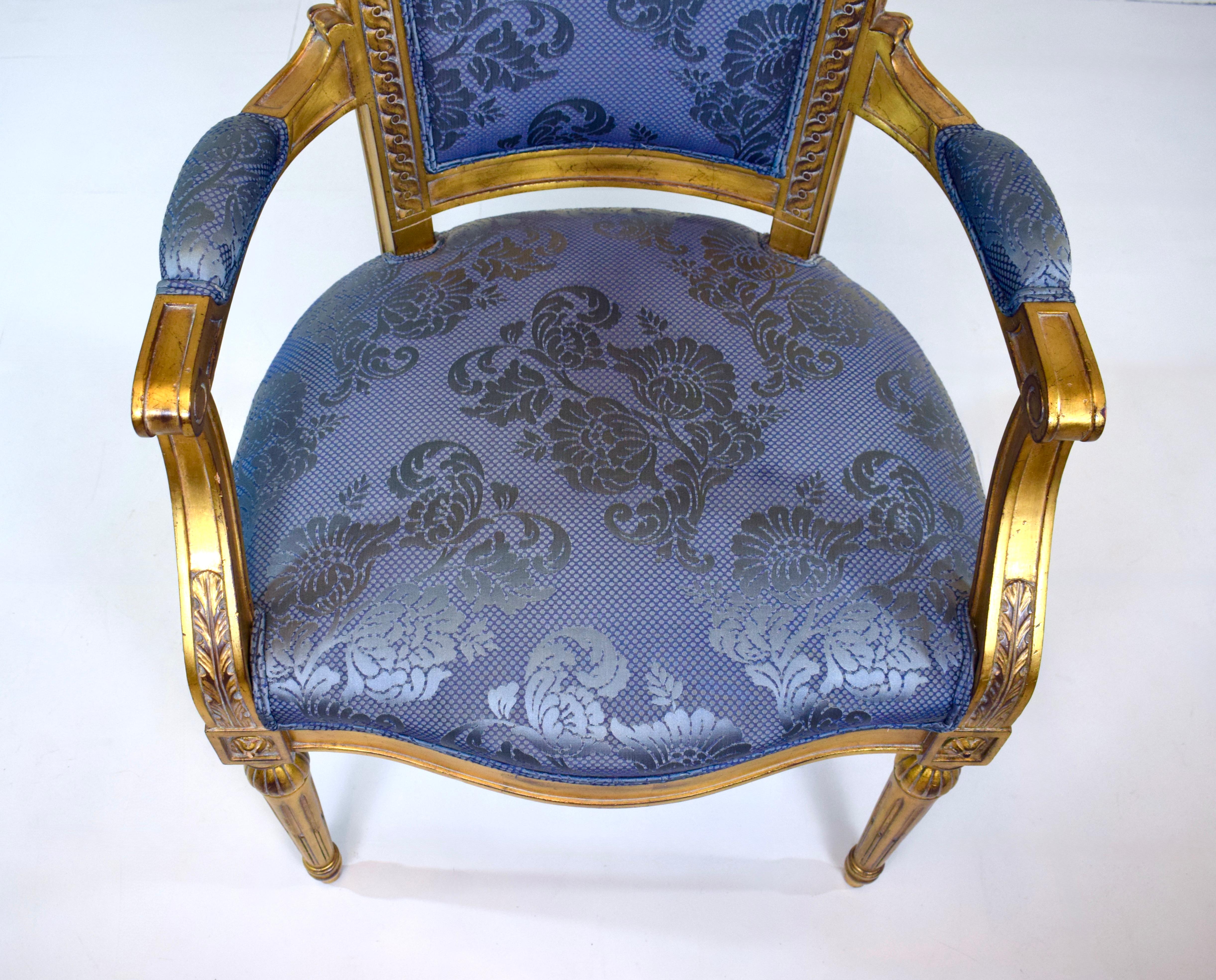 Silla Fauteuil Dorada Estilo Luis XVI Francés Karges Finales Siglo XX Dorado en venta