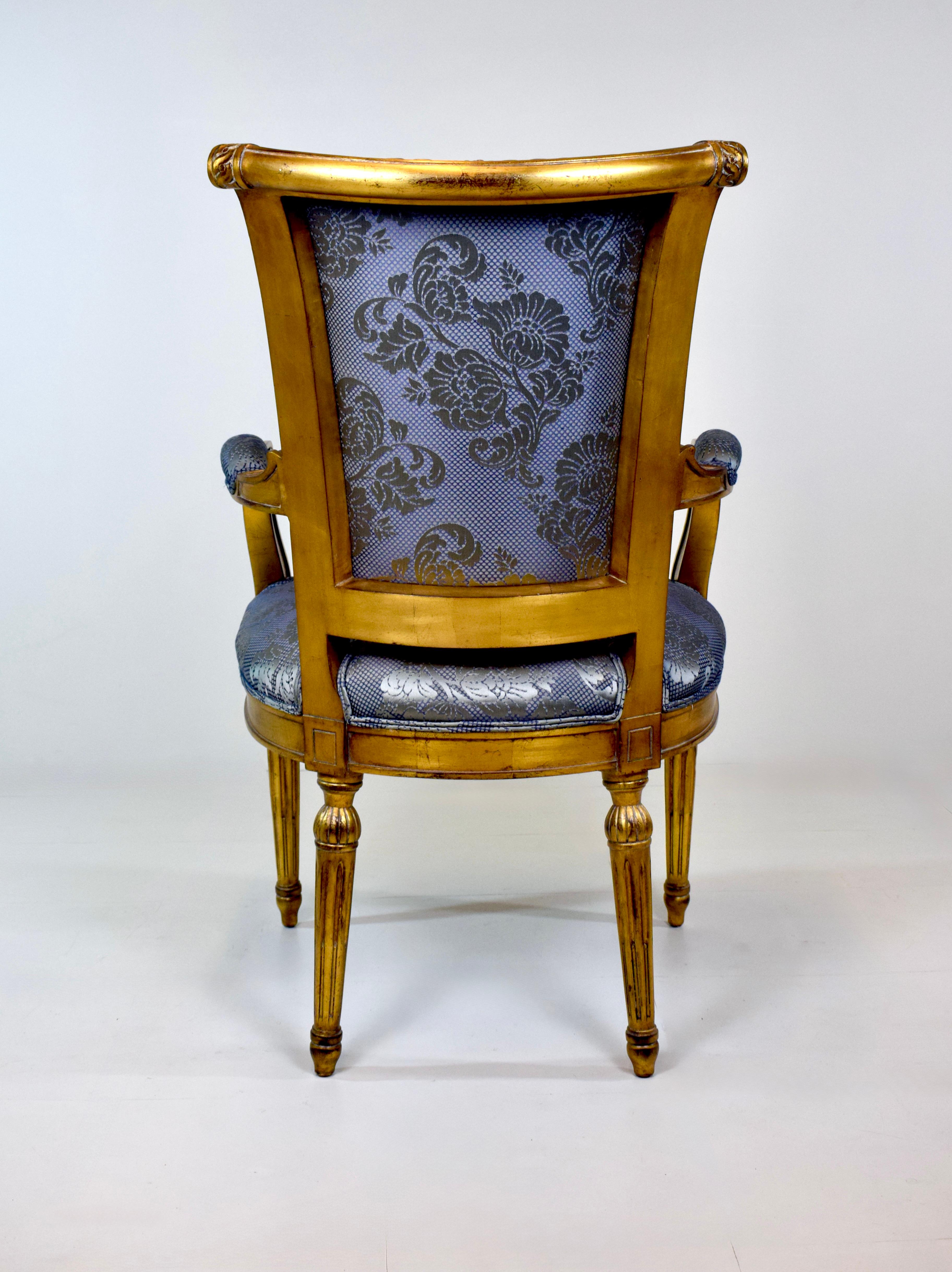 Silla Fauteuil Dorada Estilo Luis XVI Francés Karges Finales Siglo XX en venta 2