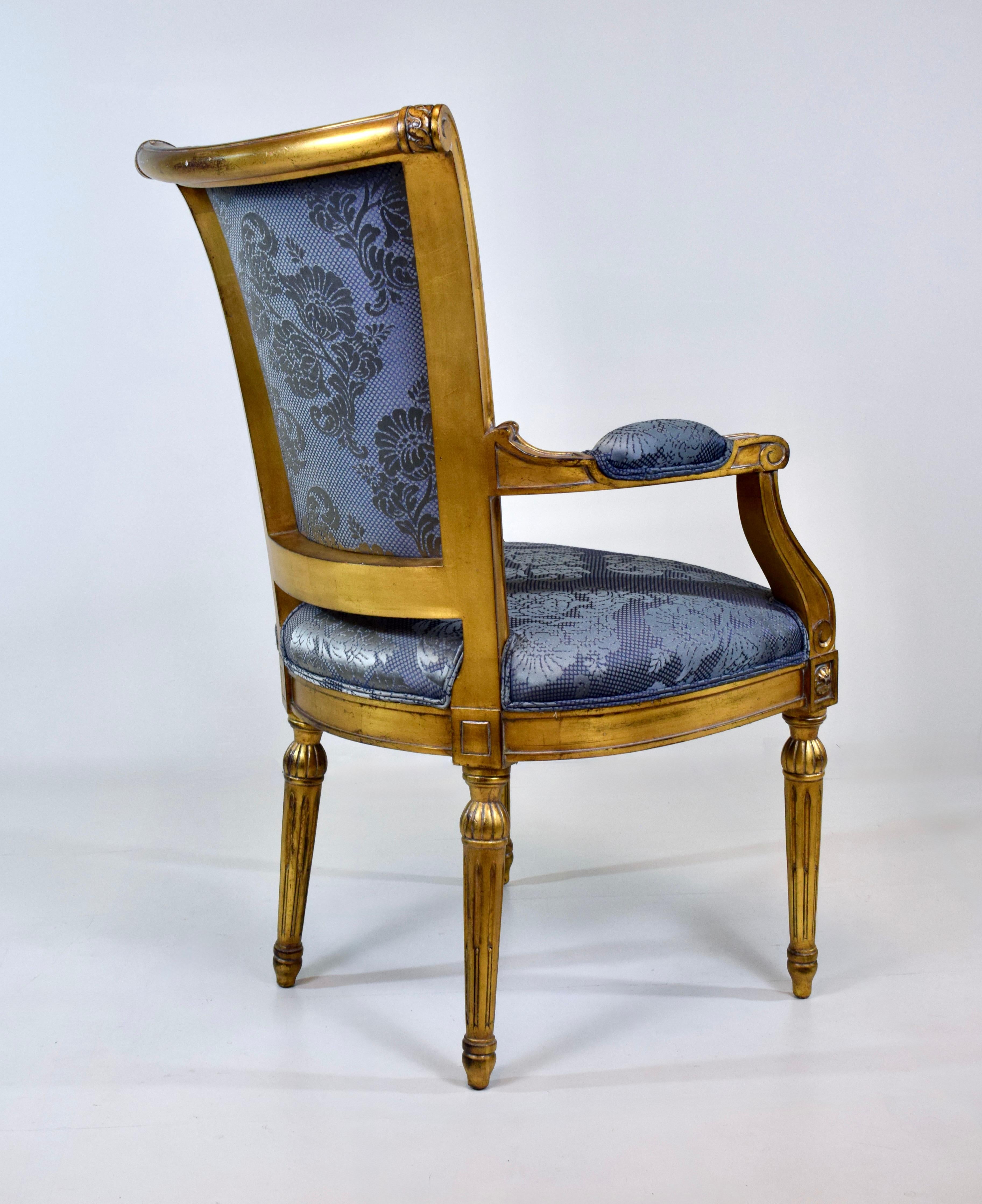 Silla Fauteuil Dorada Estilo Luis XVI Francés Karges Finales Siglo XX en venta 4