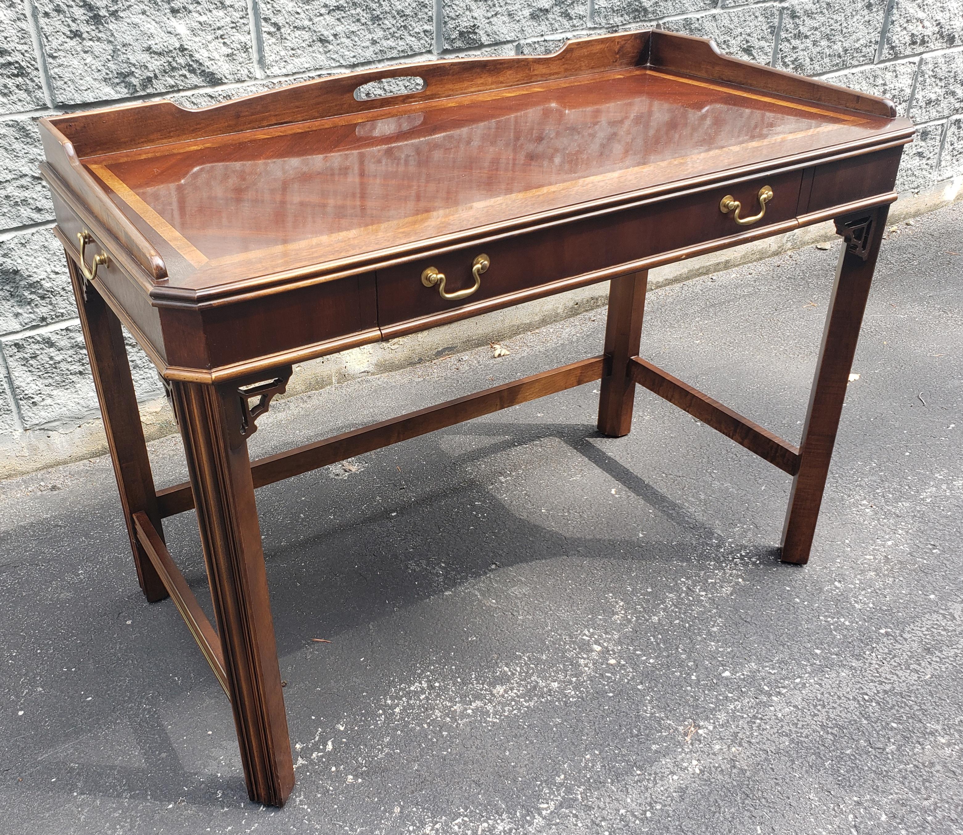 Varnished Late 20th Century Lane Altavista Chinese Chippendale Writing Desk  For Sale