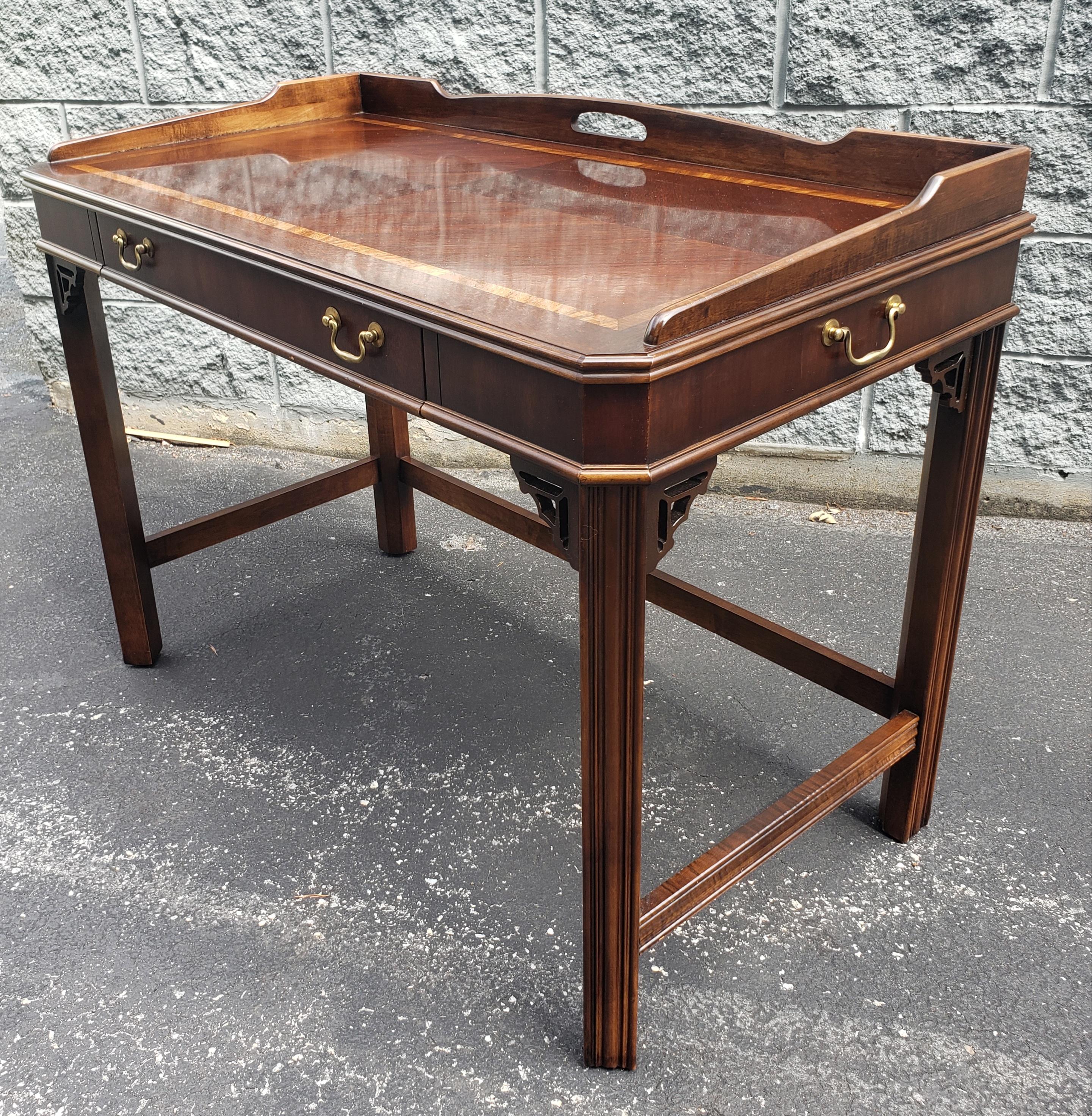 Brass Late 20th Century Lane Altavista Chinese Chippendale Writing Desk  For Sale