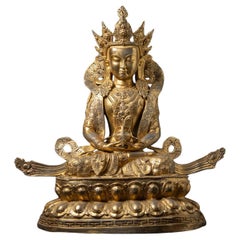 Late 20th century Large bronze Aparmita Buddha statue in Dhyana mudra